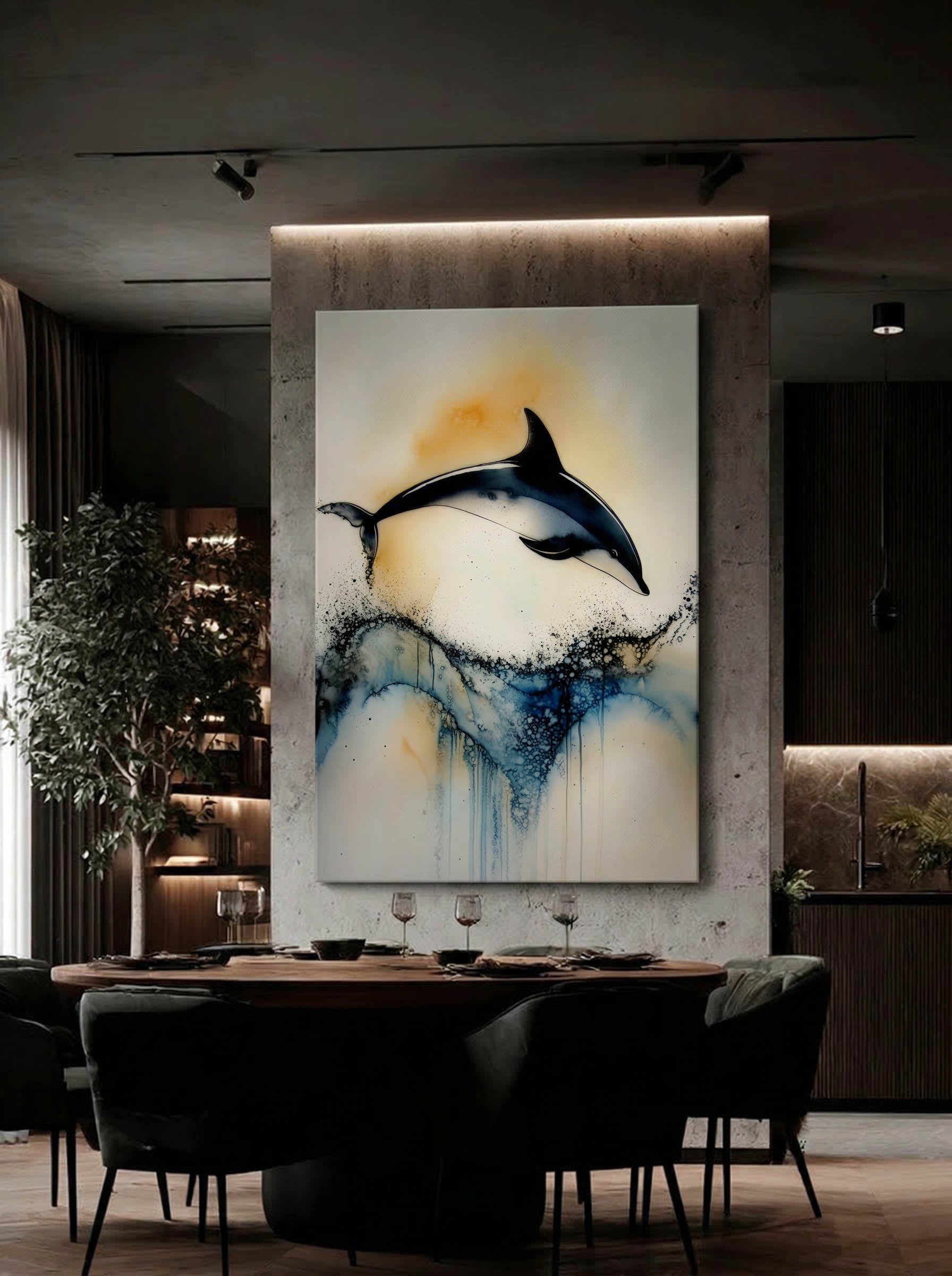 Ocean Leap – Surreal Ink Splash Marine Wildlife Wall Art 294 Secondary image