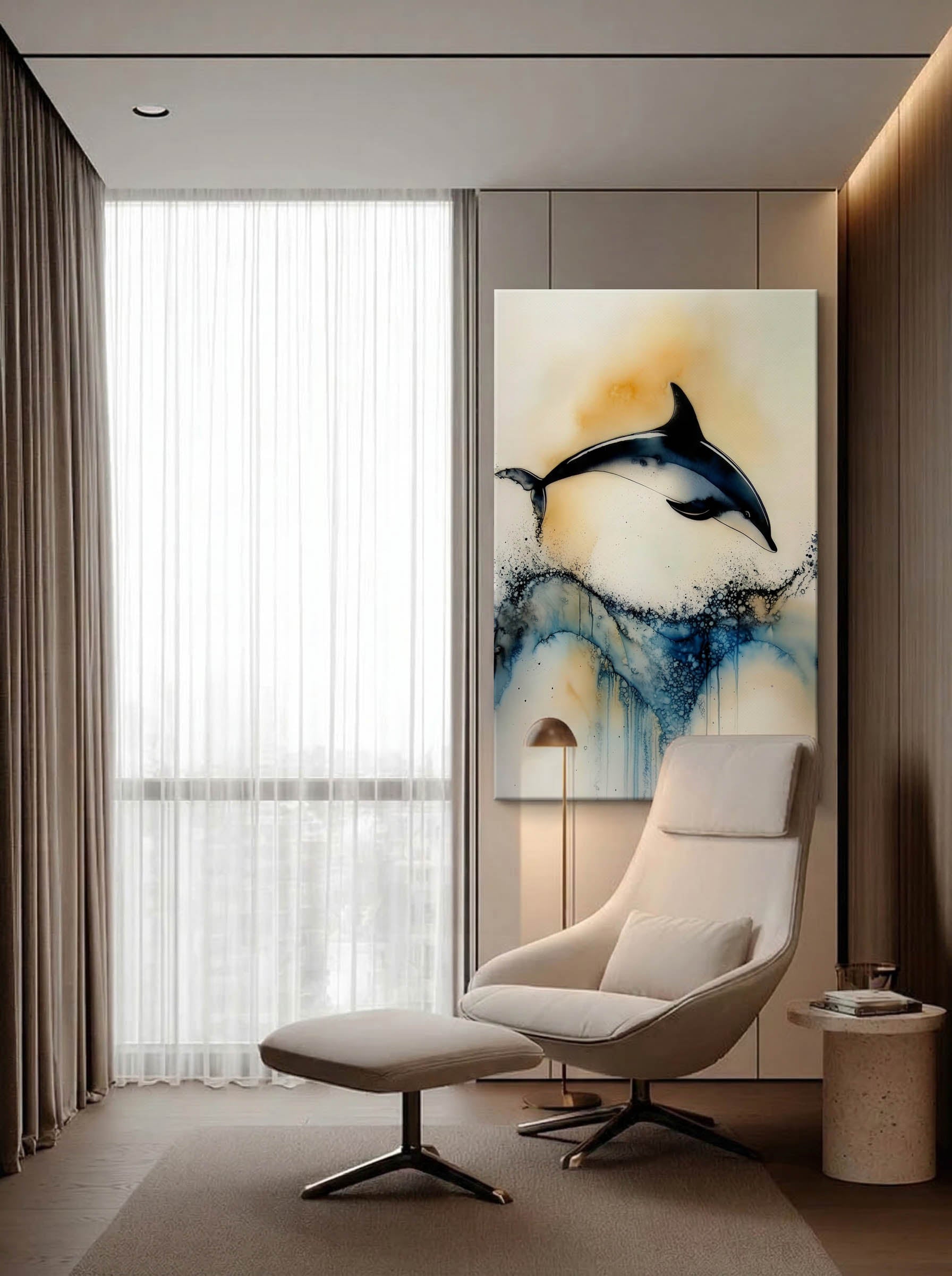 Ocean Leap – Surreal Ink Splash Marine Wildlife Wall Art 294