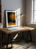 Gold Sun City – Surreal Pointillist Solar Cityscape Wall Art 434