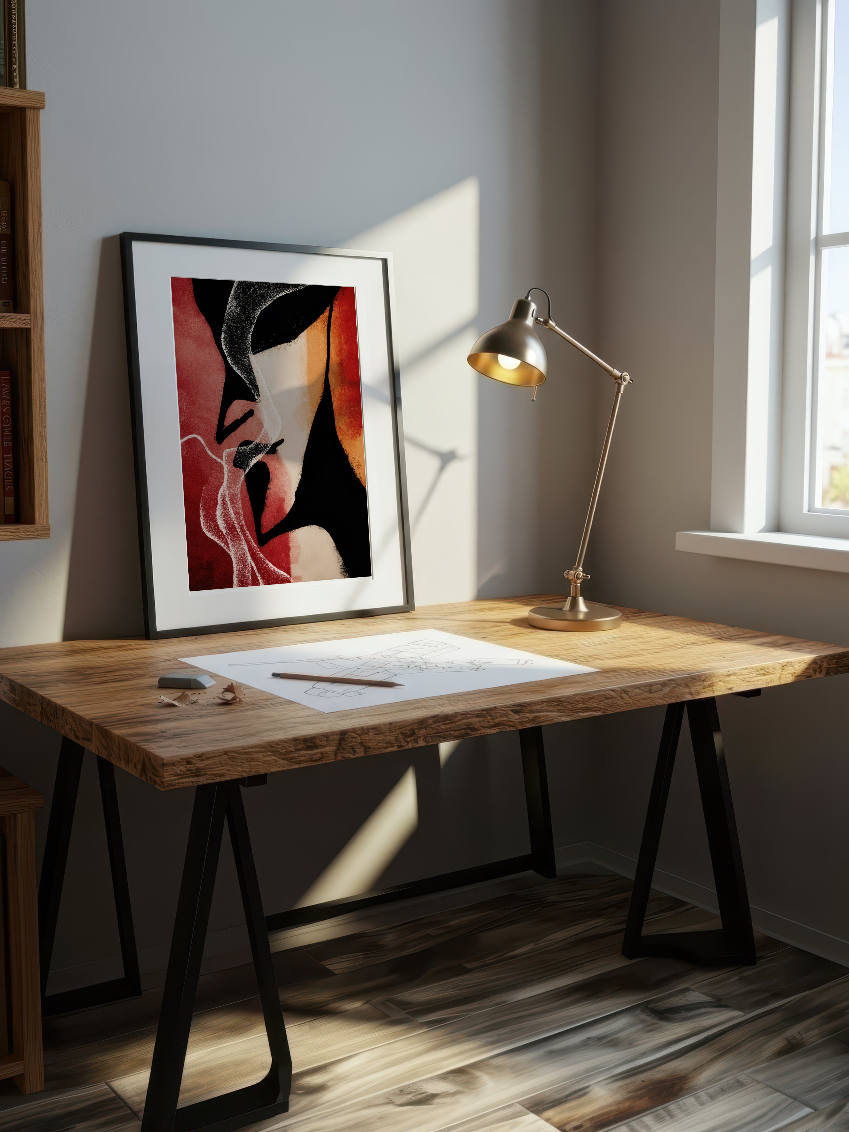 Crimson Echo – Surreal Abstract Crimson Silhouette Wall Art 483