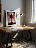 Crimson Silhouette – Surreal Minimalist Wings Wall Art 543