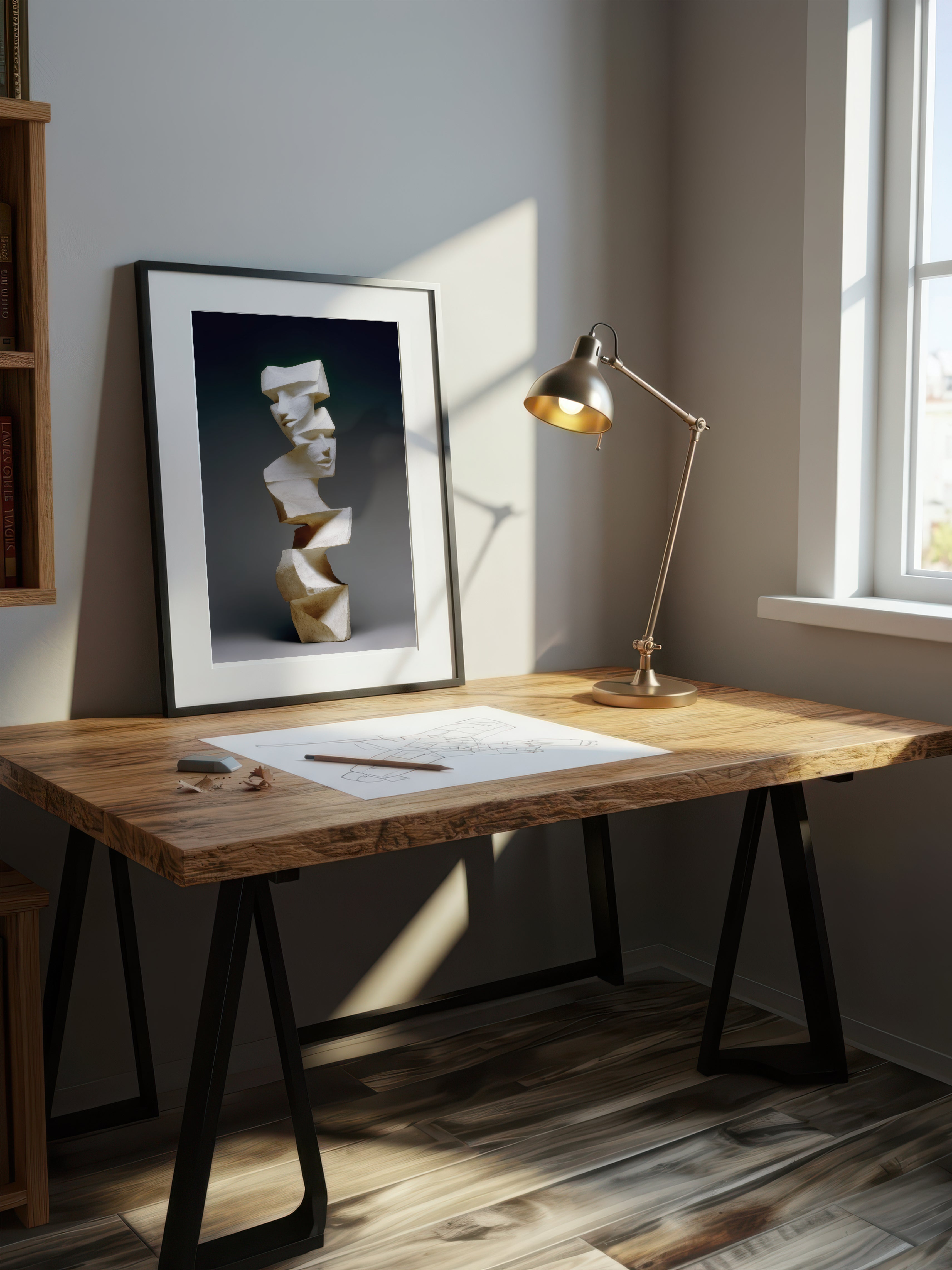 Broken Column – Surreal Minimalist Sculpture Wall Art 423