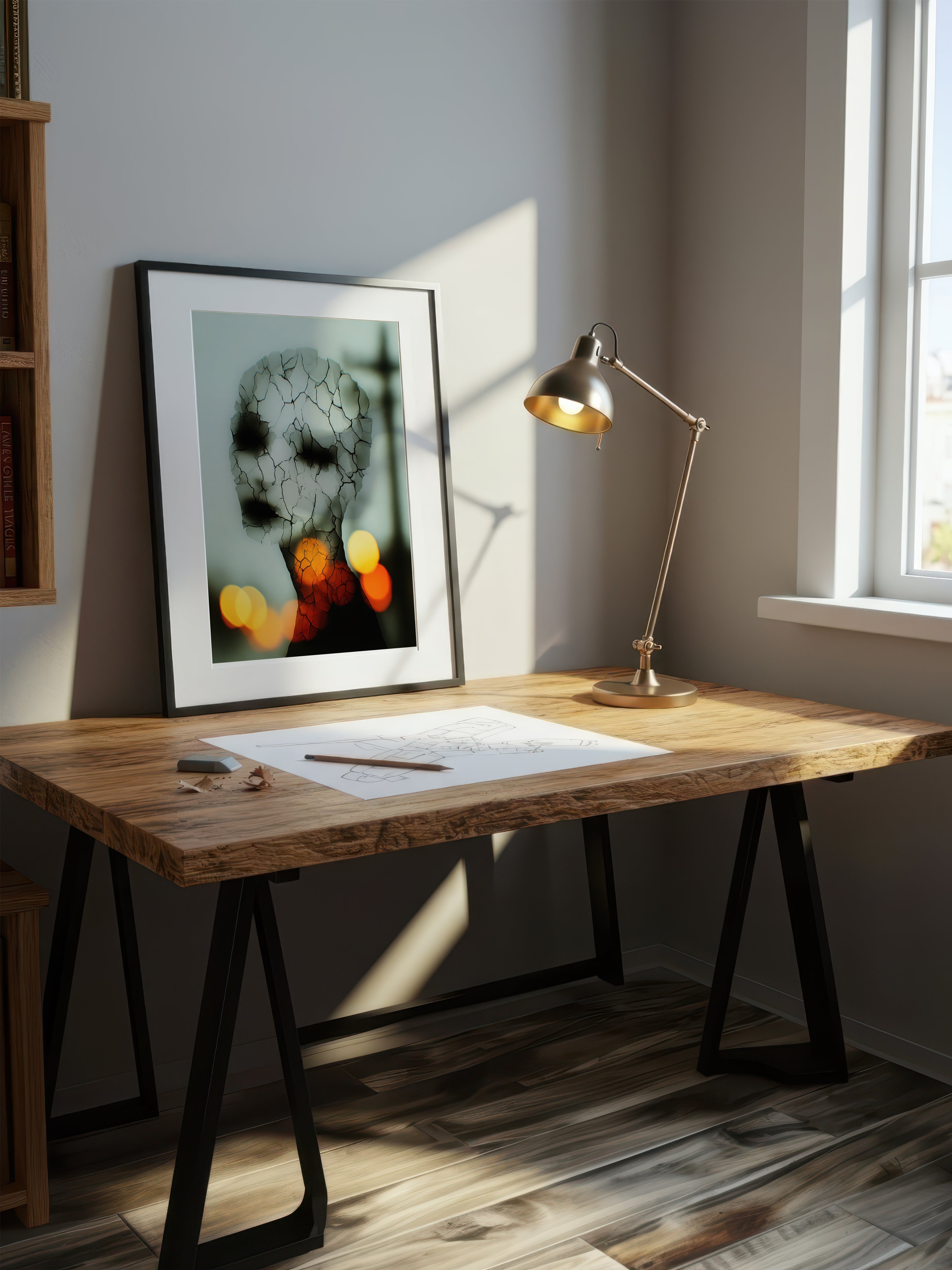 Cracked Light – Surreal Fractured Figure Wall Art 581