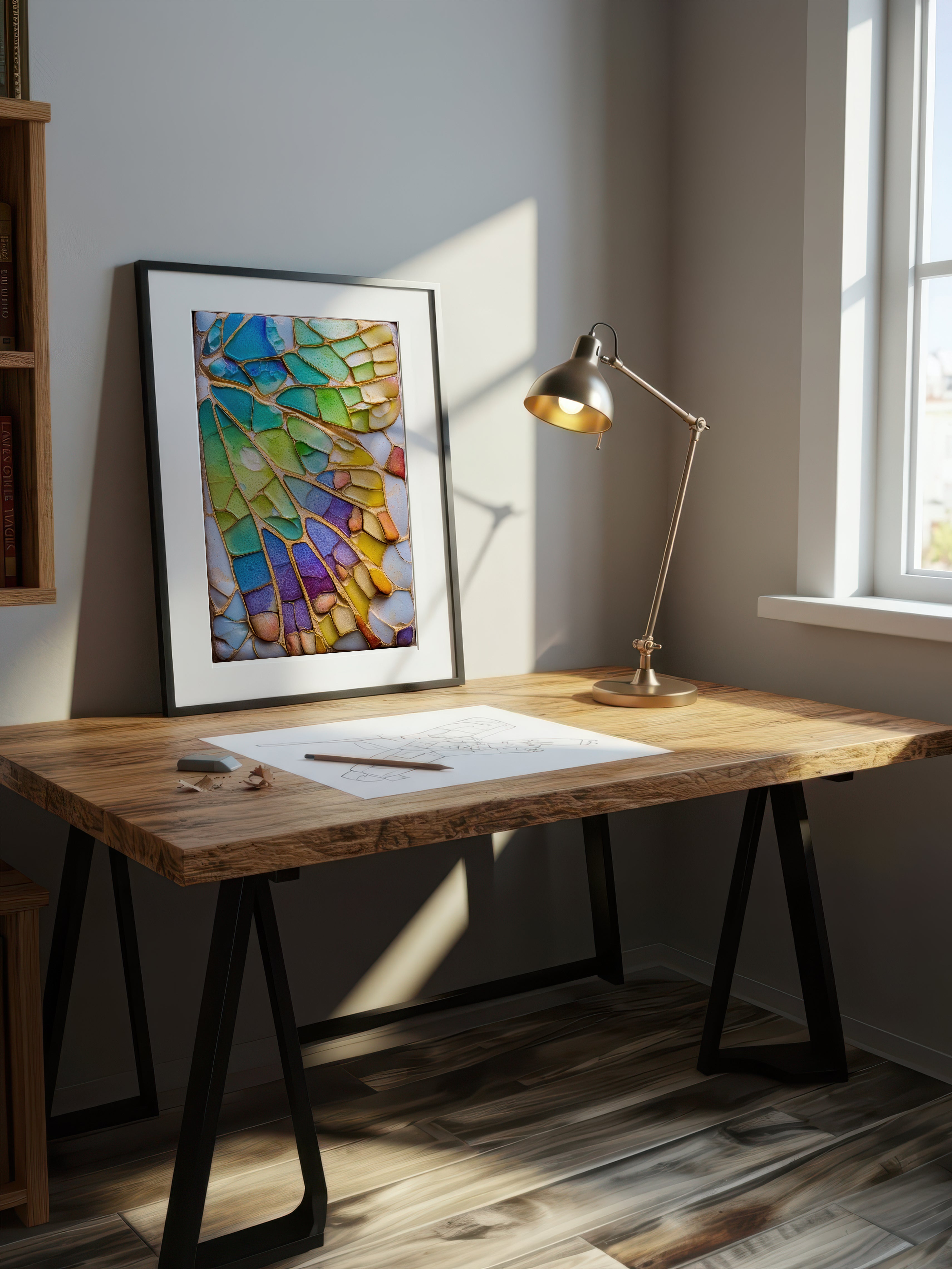 Prism Wing – Surreal Jewel-Tone Geometric Wall Art 554
