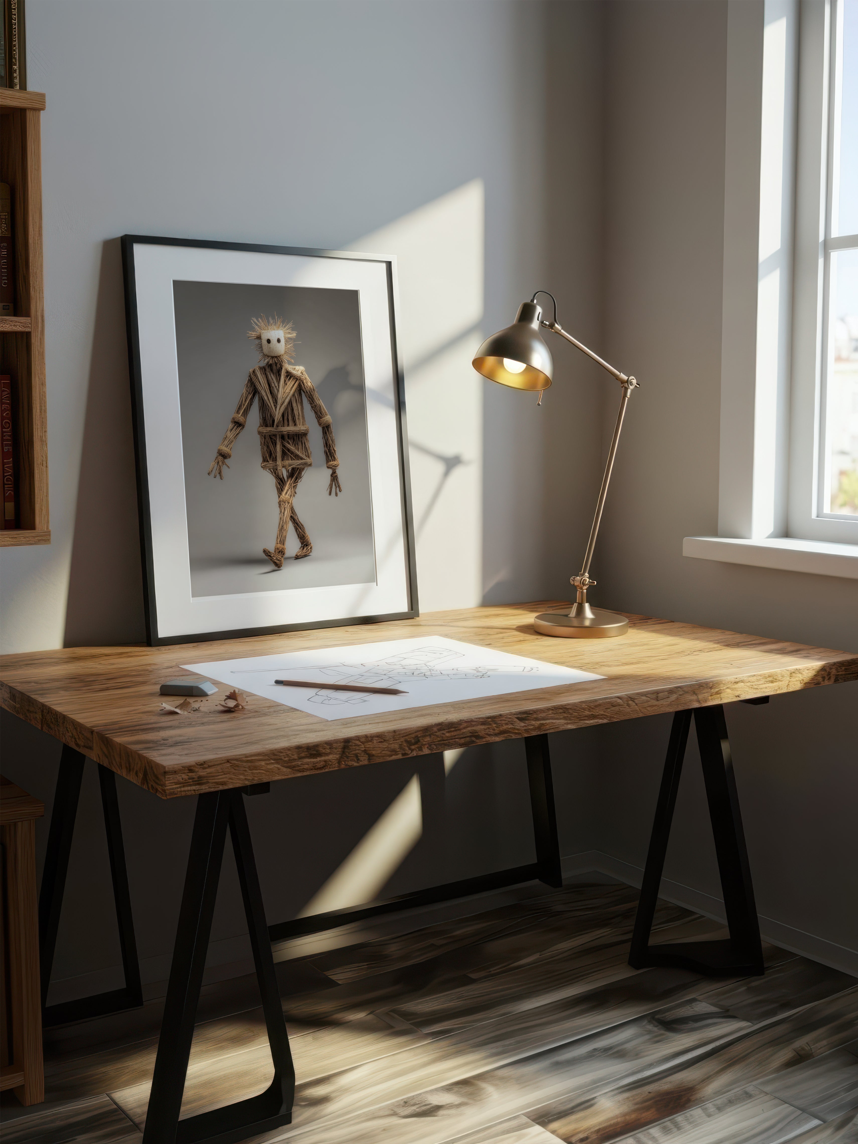 Straw Man – Surreal Wabi Sabi Natural Figure Wall Art 416