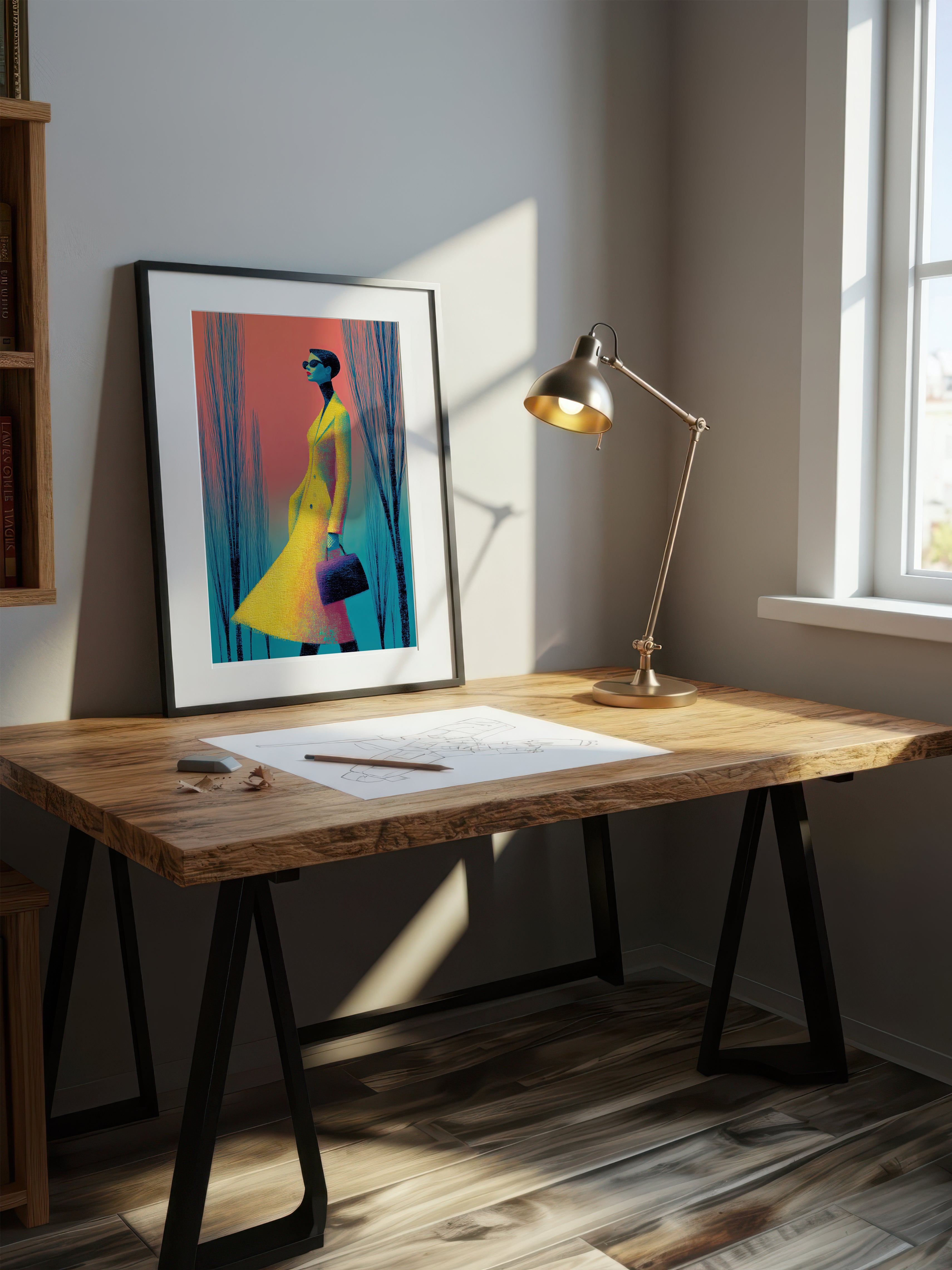 Golden Gaze – Surreal Fashion Portrait Wall Art 557