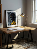 Amber Gaze – Surreal Folk Swirl Figure Wall Art 590