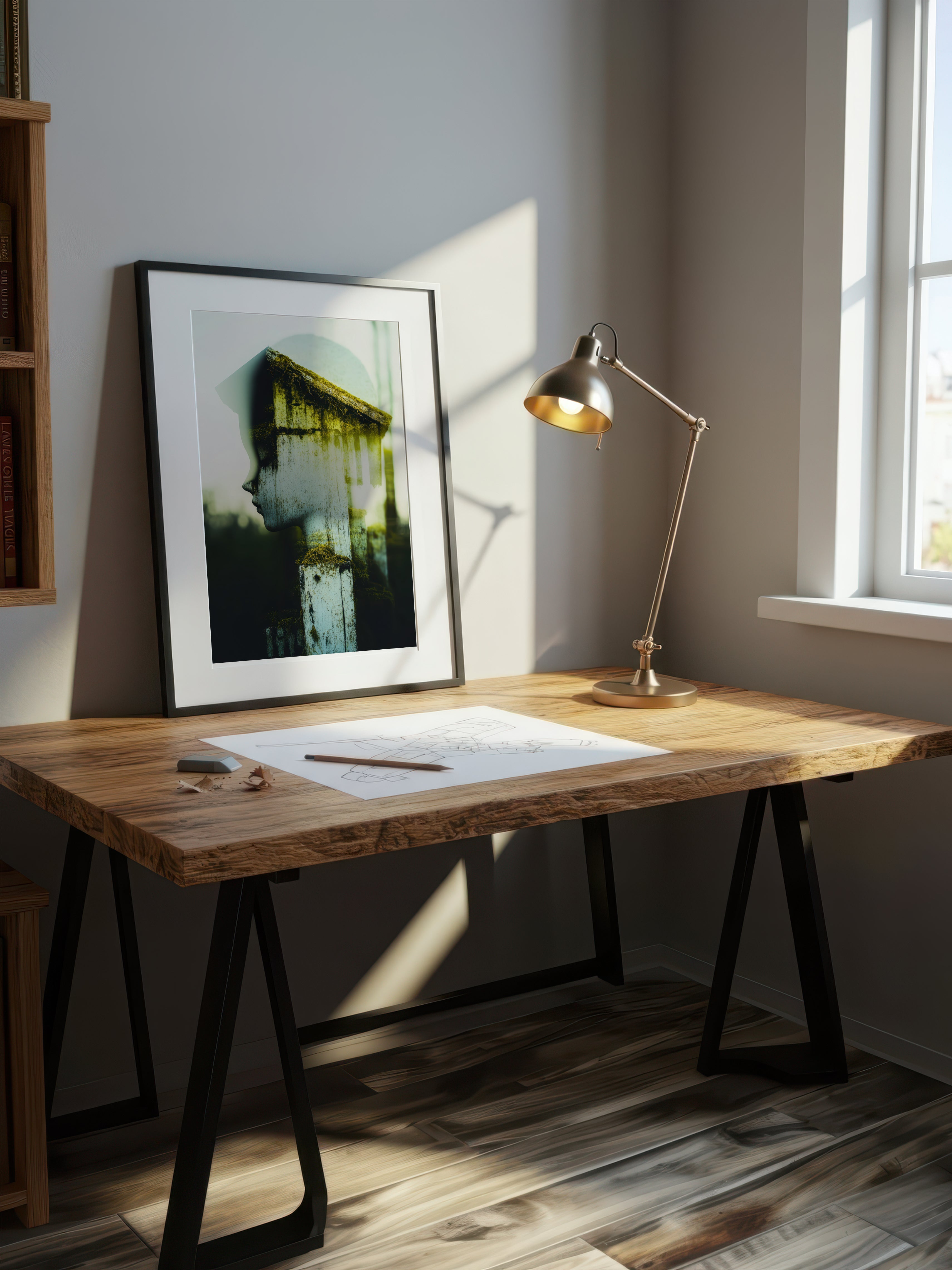 Moss and Memory – Surreal Nature Double Exposure Wall Art 580