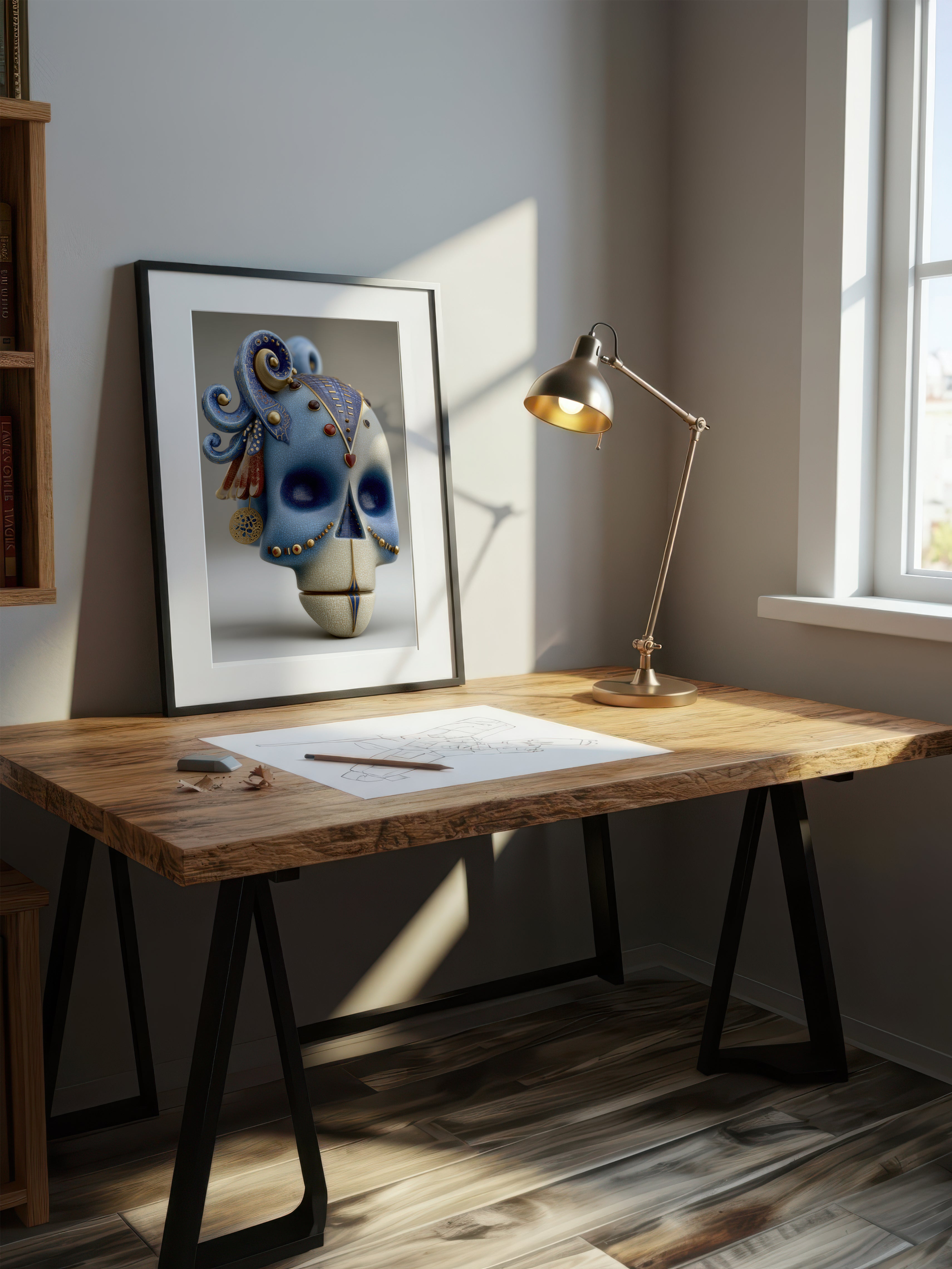 Cerulean Elegance – Surreal Ceramic Ornate Wall Art 465
