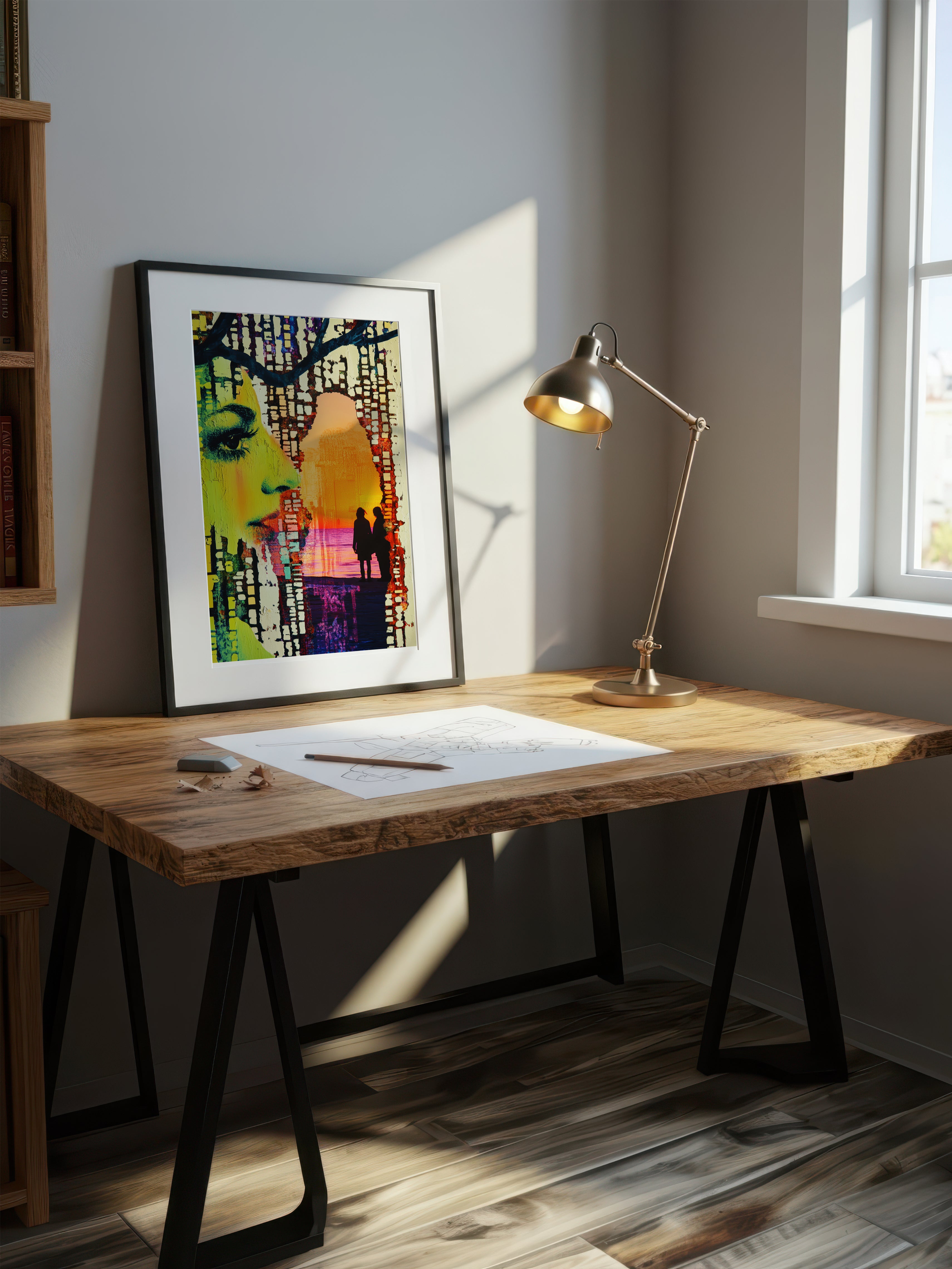 Threshold – Surreal Coastal Lime Silhouette Wall Art 565