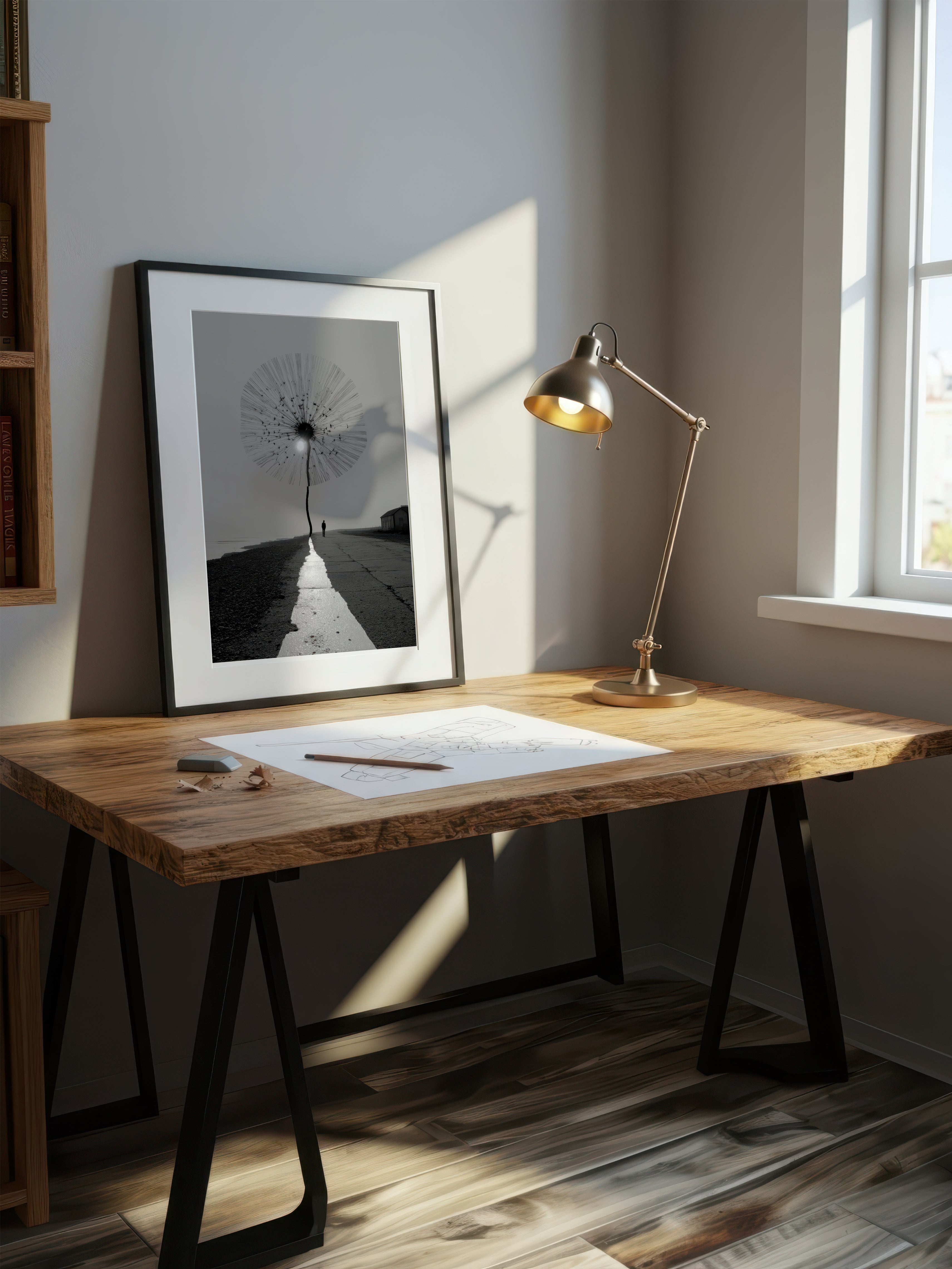 Solitary Seed – Surreal Minimalist Coastal Dandelion Wall Art 480