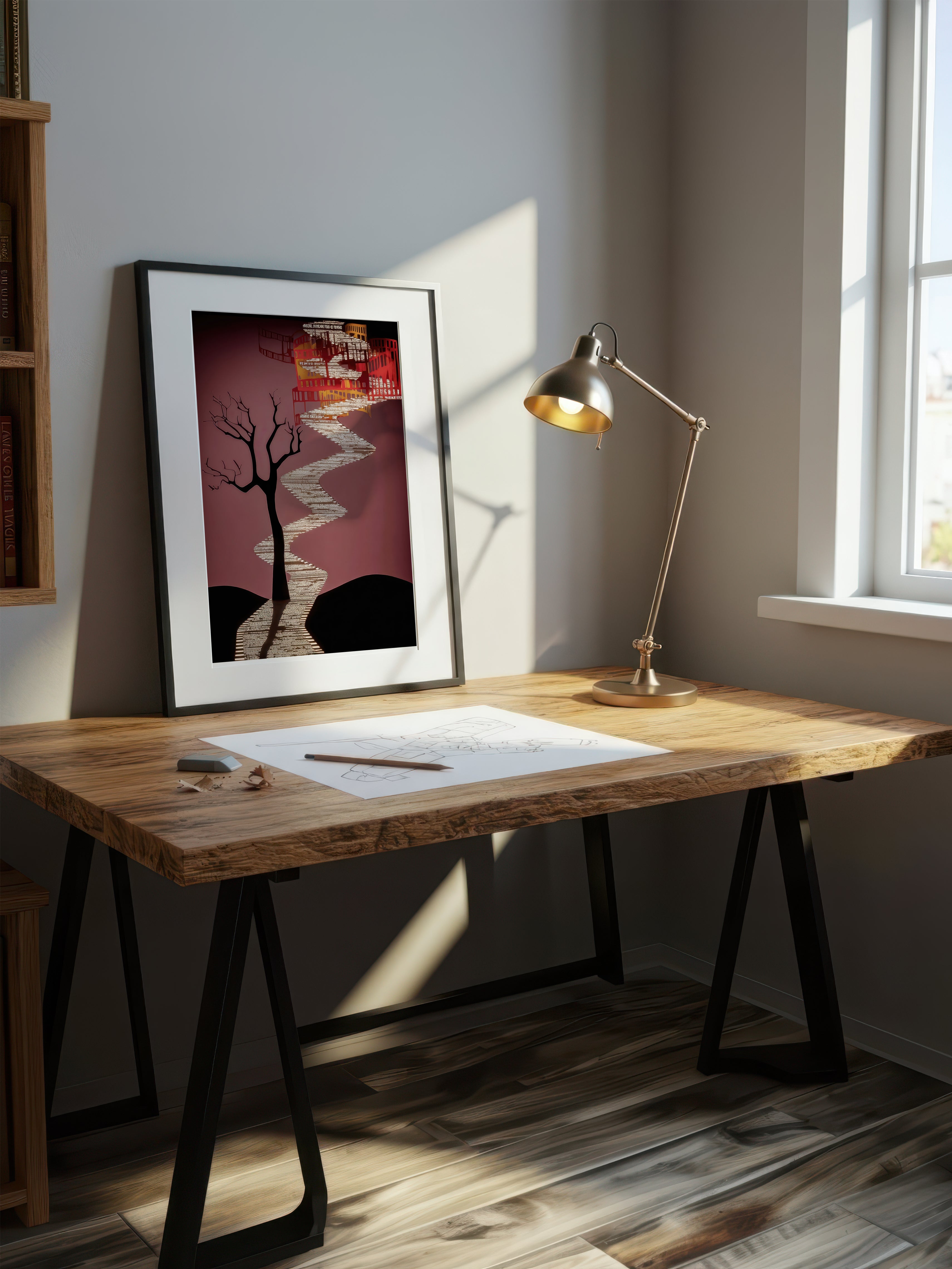 Narrative Ascent – Surreal Graphic Journey Wall Art 593