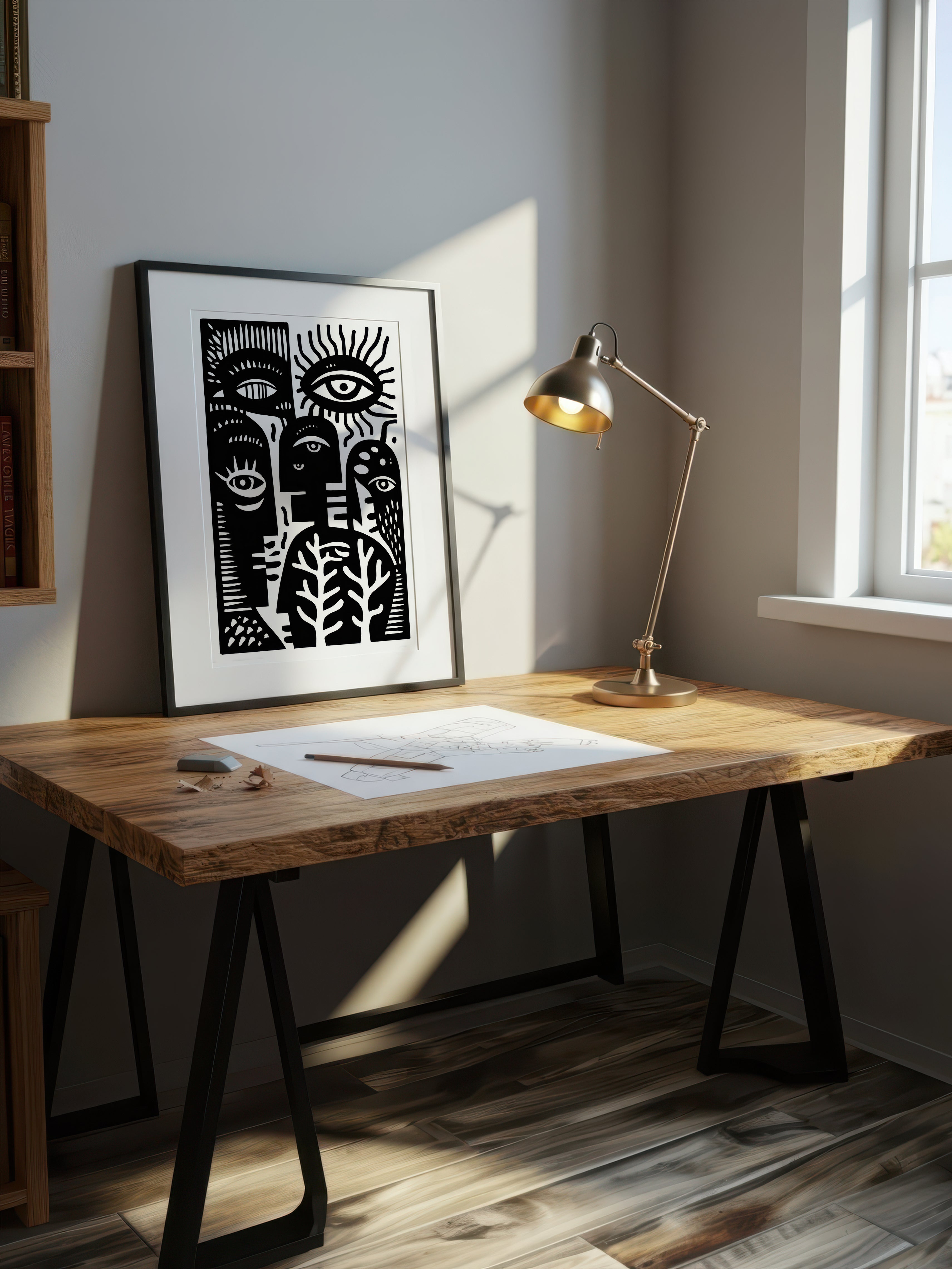 Eyes and Branches – Surreal Folk Graphic Print Wall Art 439