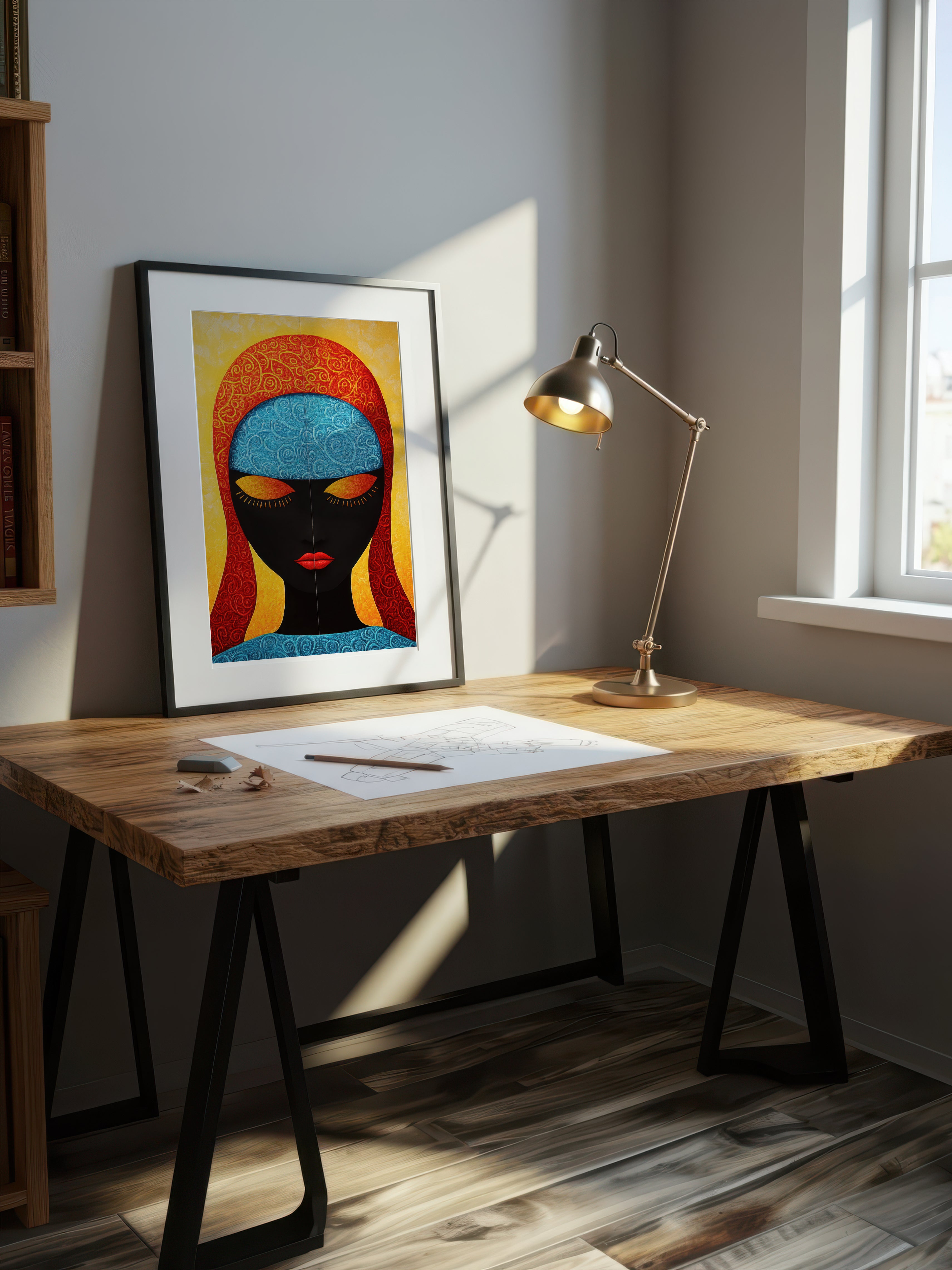 Swirl and Silence – Surreal Folk Psychedelic Wall Art 570