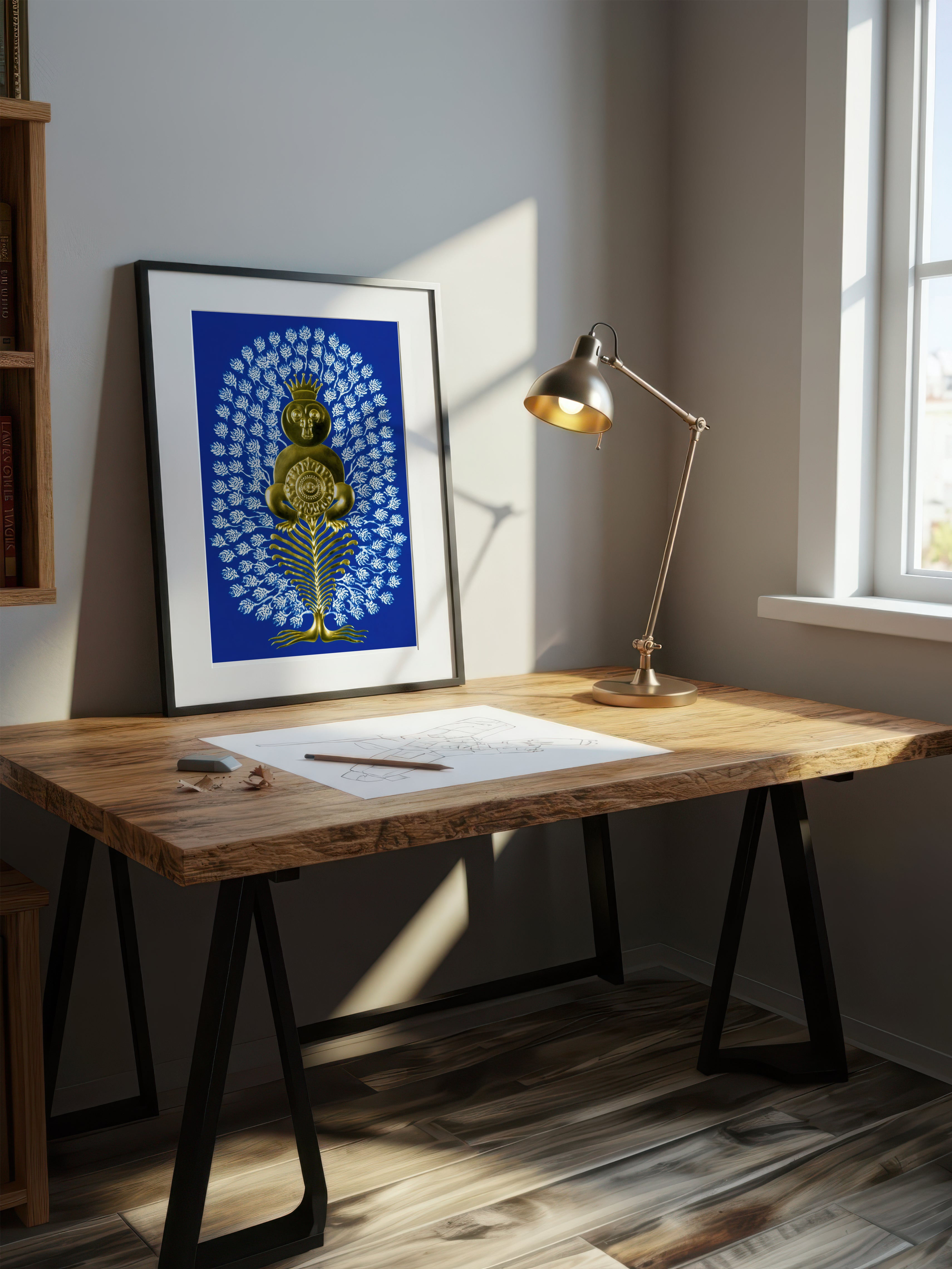 Gold Monkey King – Surreal Folk Art Decorative Wall Art 583