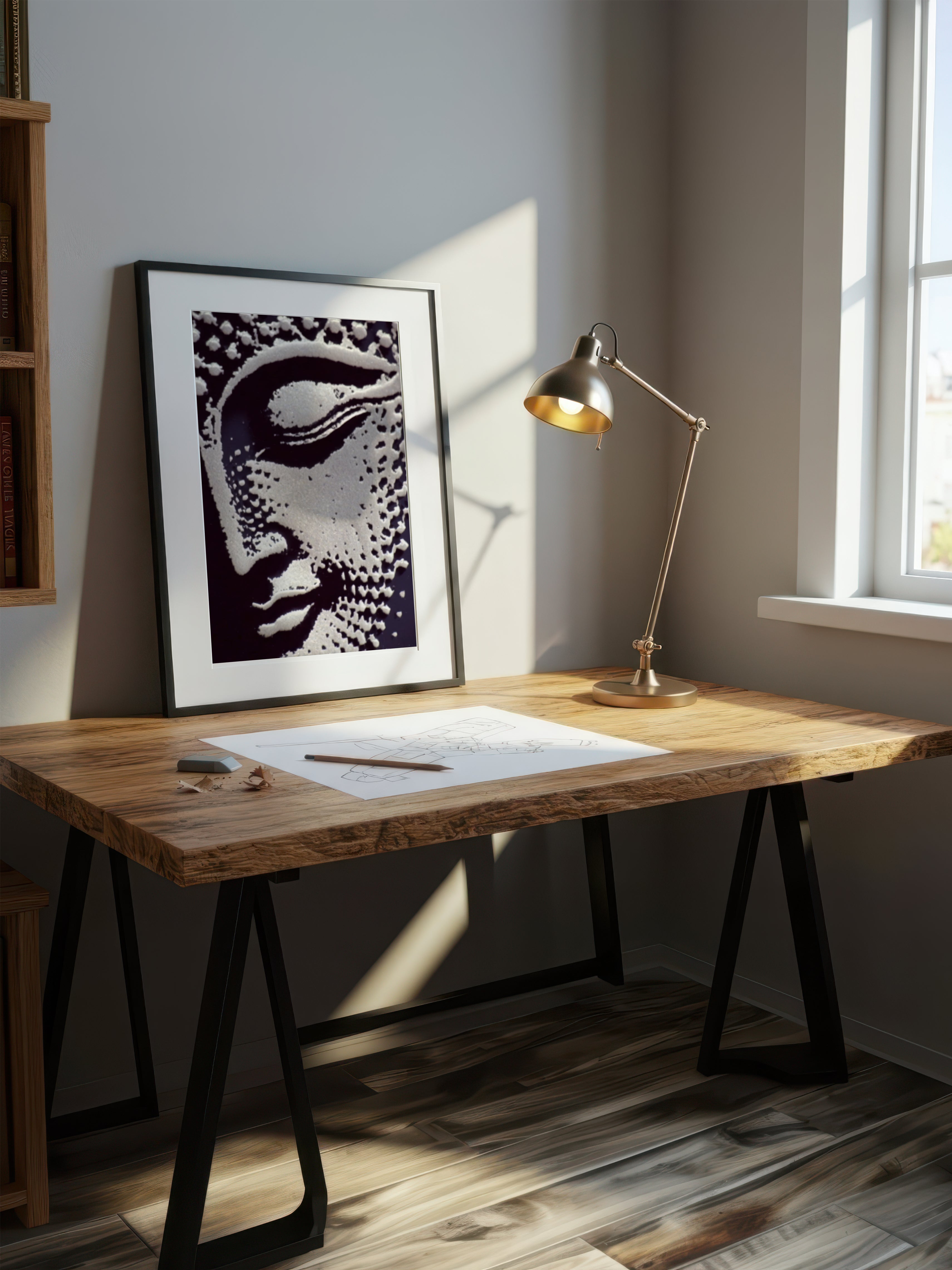 Echoes of Silence – Surreal Stipple Portrait Wall Art 559