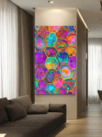 Prismatic Lattice – Surreal Psychedelic Honeycomb Abstract Wall Art 305