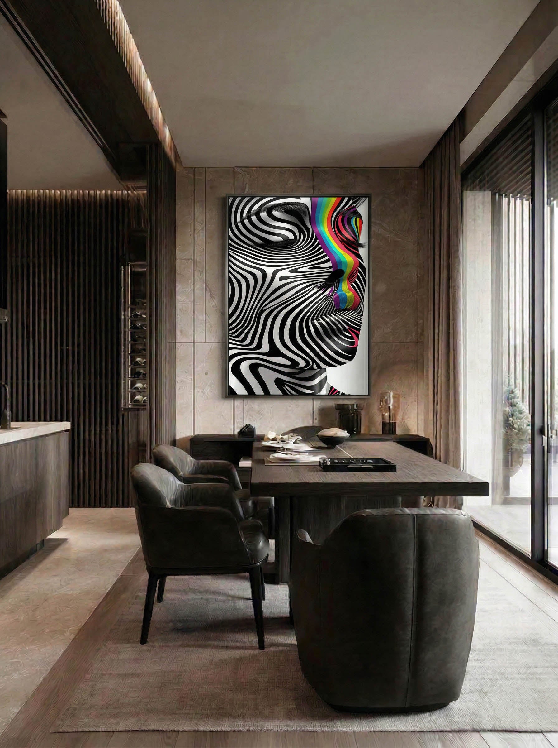 Zebra Psychedelic Portrait – Surreal Animal Pop Wall Art 308
