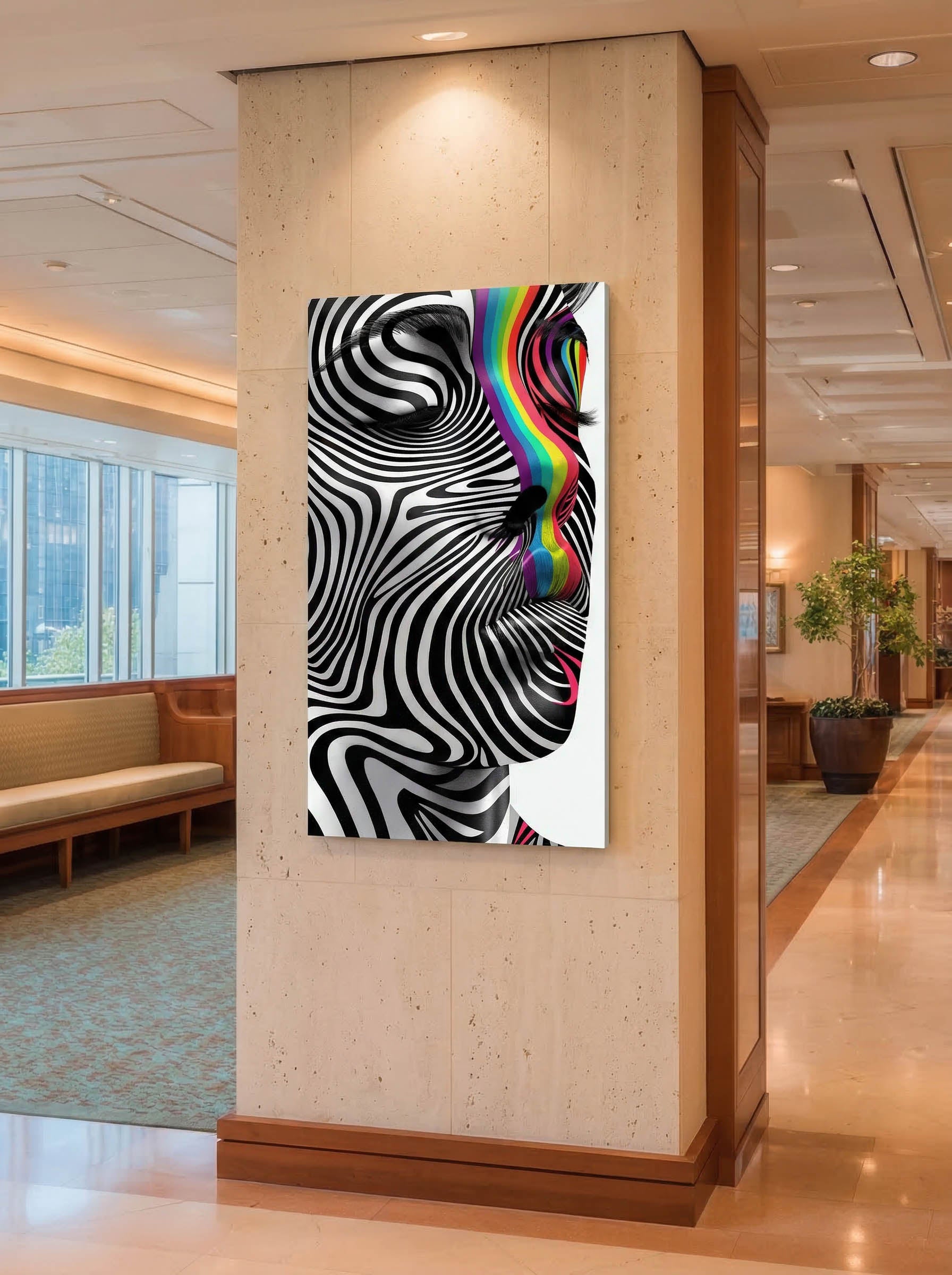 Zebra Psychedelic Portrait – Surreal Animal Pop Wall Art 308
