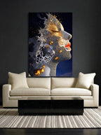 Gilded Porosity – Surreal Honeycomb Gold Abstract Portrait Wall Art 329
