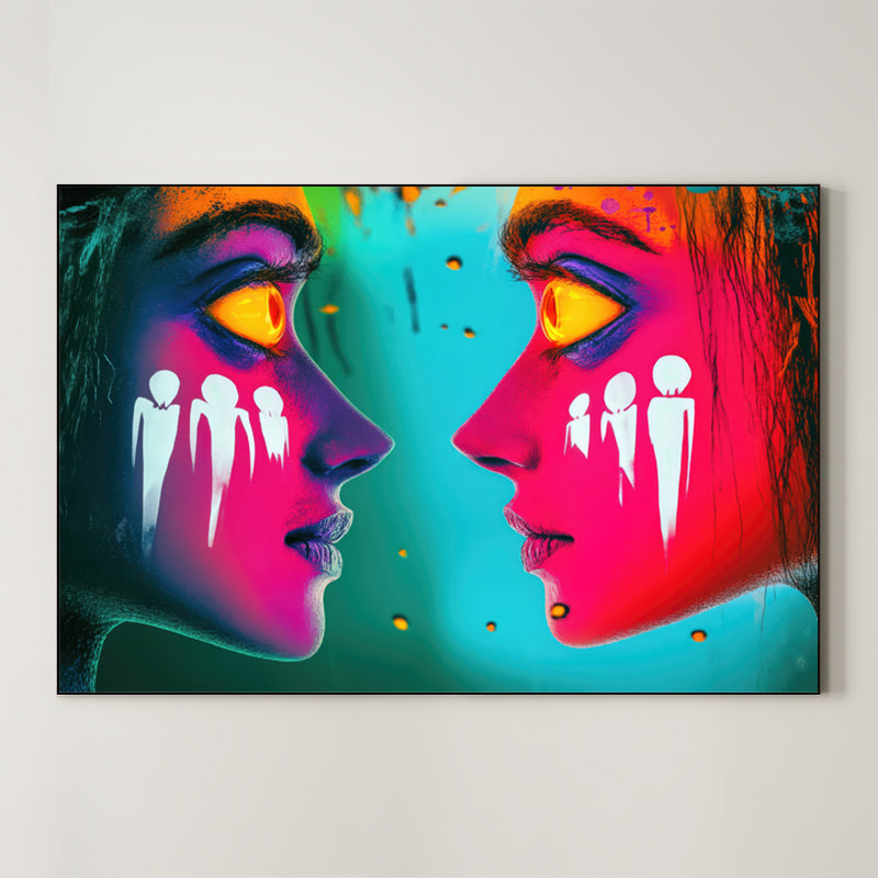 Magenta Echoes – Surreal Psychedelic Dual Portrait Wall Art 071 Main image