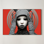 Striped Noir Persona – Surreal Graphic Pop Figure Wall Art 137