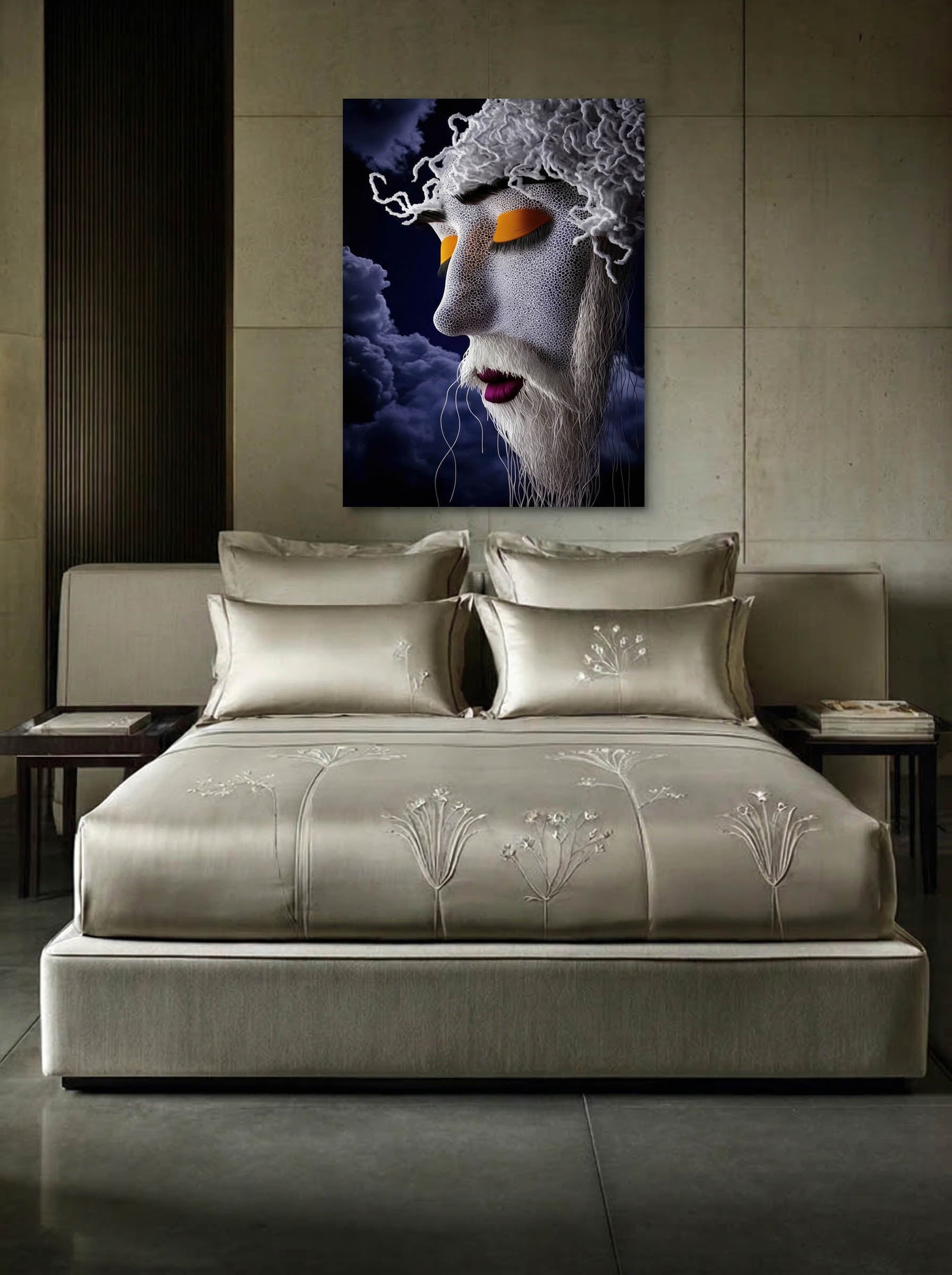 Woven Silence – Surreal Avant-Garde Mesh Portrait Wall Art 330