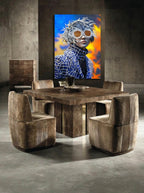Cobalt Lattice – Surreal Avant-Garde Fashion Portrait Wall Art 331