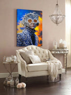 Cobalt Lattice – Surreal Avant-Garde Fashion Portrait Wall Art 331