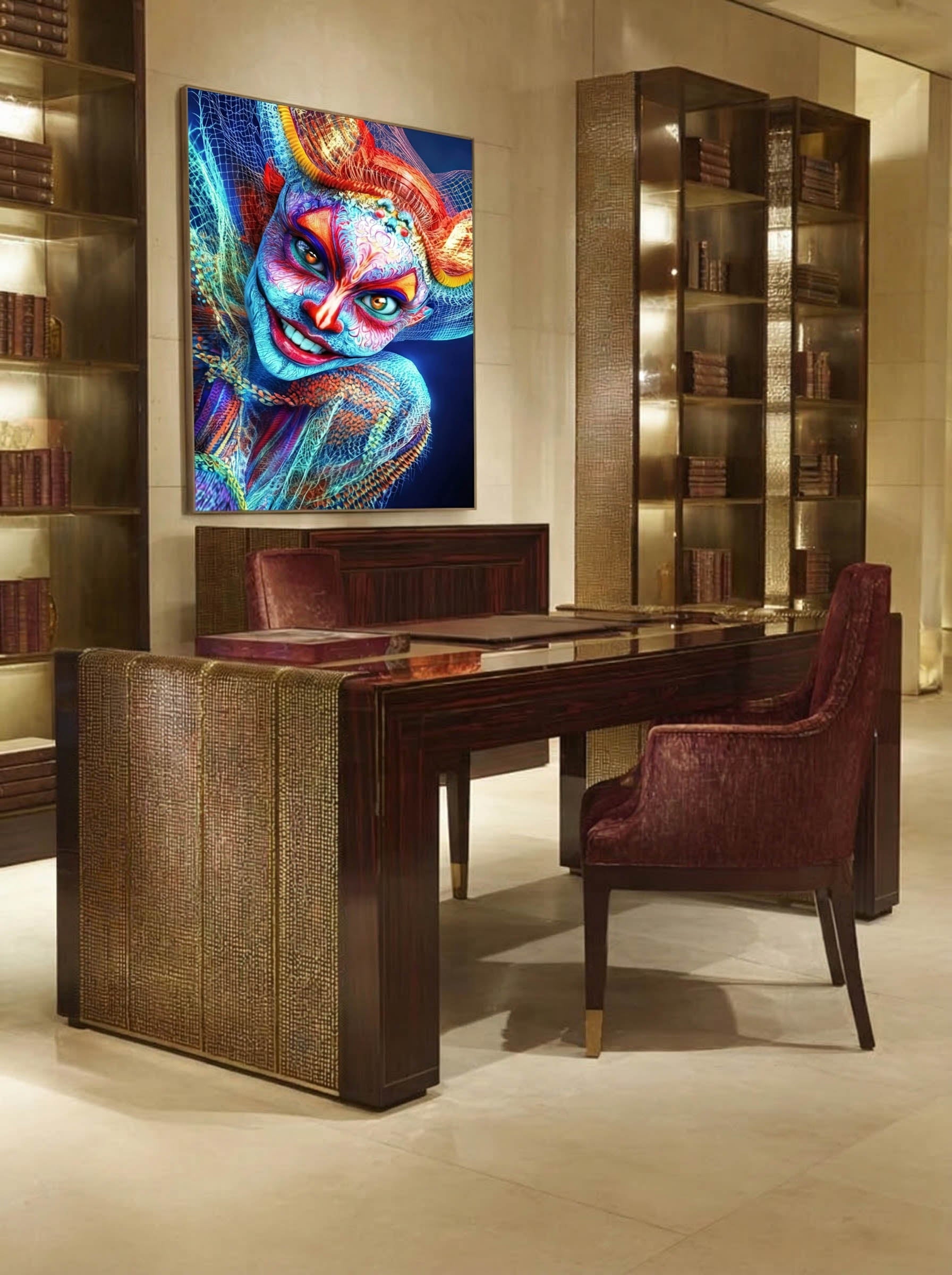 Vibrant Masquerade – Surreal Colorful Carnival Wall Art 349