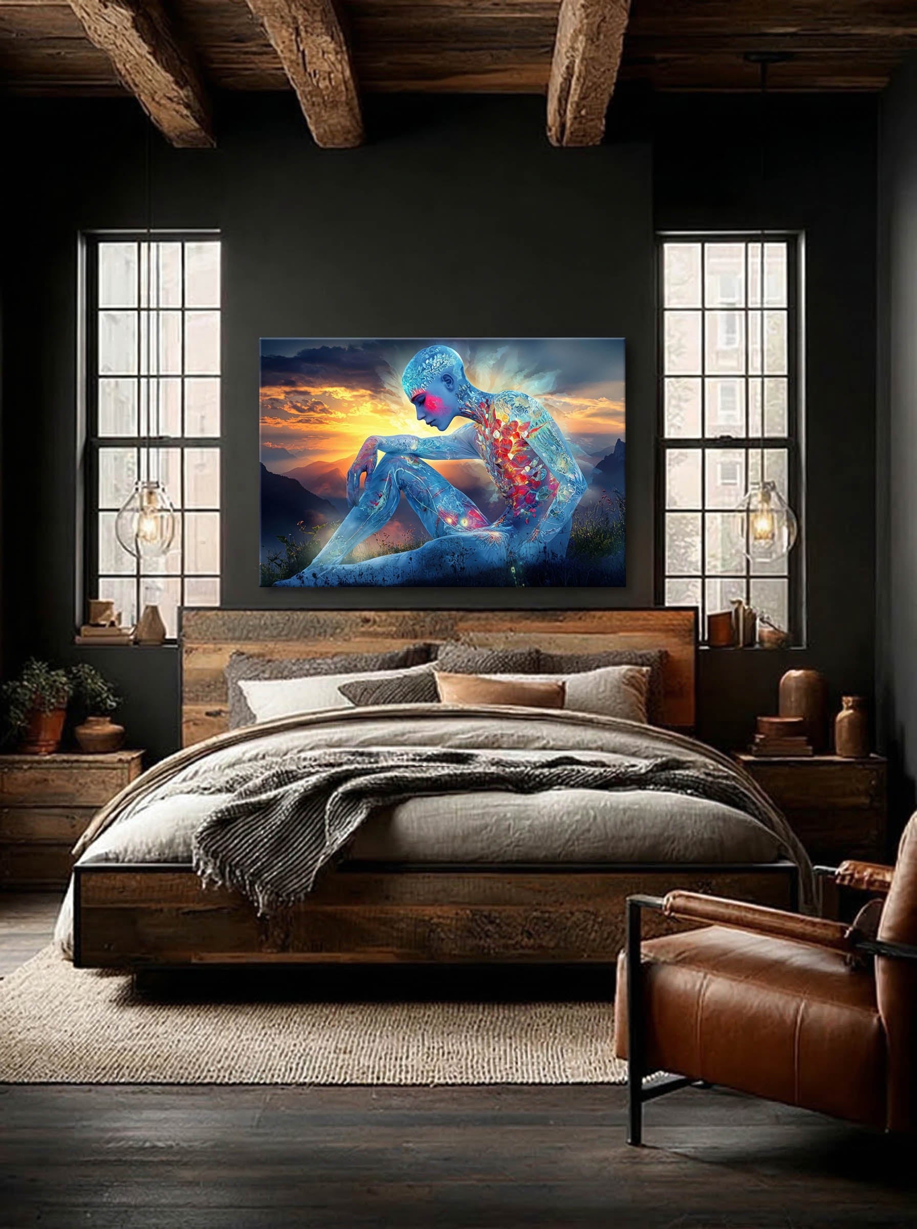 Floral Introspection – Surreal Botanical Silhouette Wall Art 353