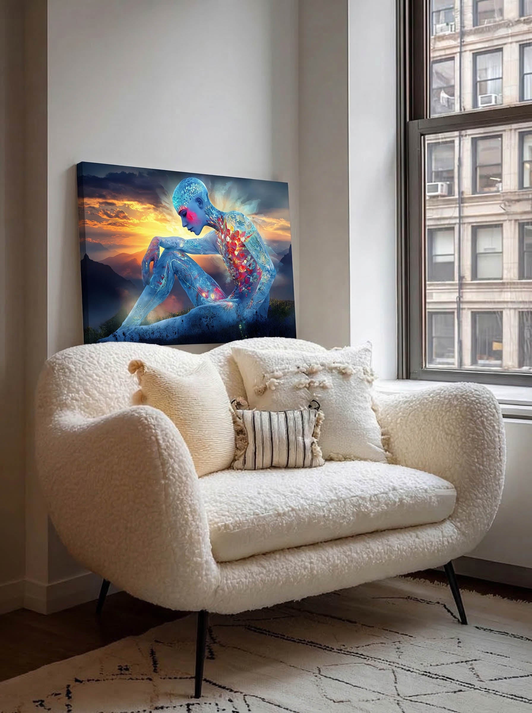 Floral Introspection – Surreal Botanical Silhouette Wall Art 353