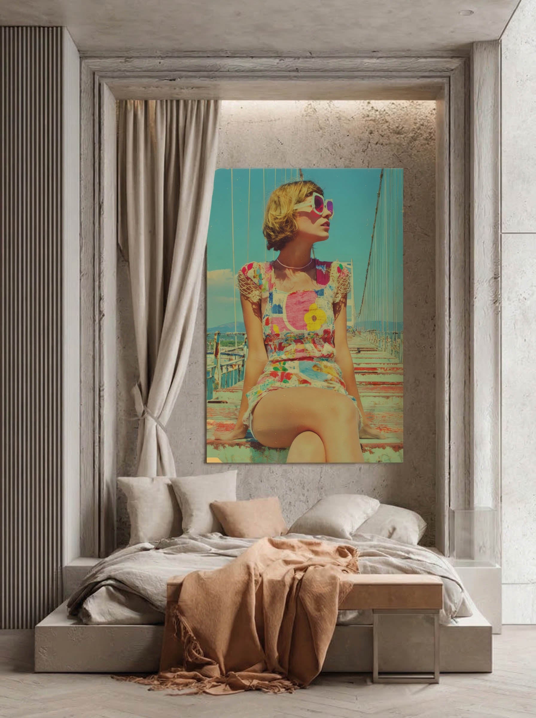 Retro Summer Portrait – Surreal Vintage Warm Figure Wall Art 356