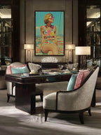 Retro Summer Portrait – Surreal Vintage Warm Figure Wall Art 356