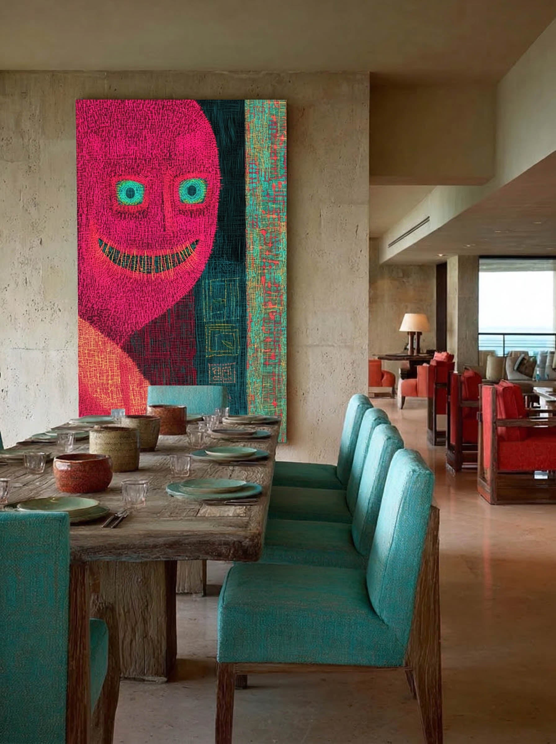 Vibrant Crosshatch – Surreal Graphic Line Portrait Wall Art 371