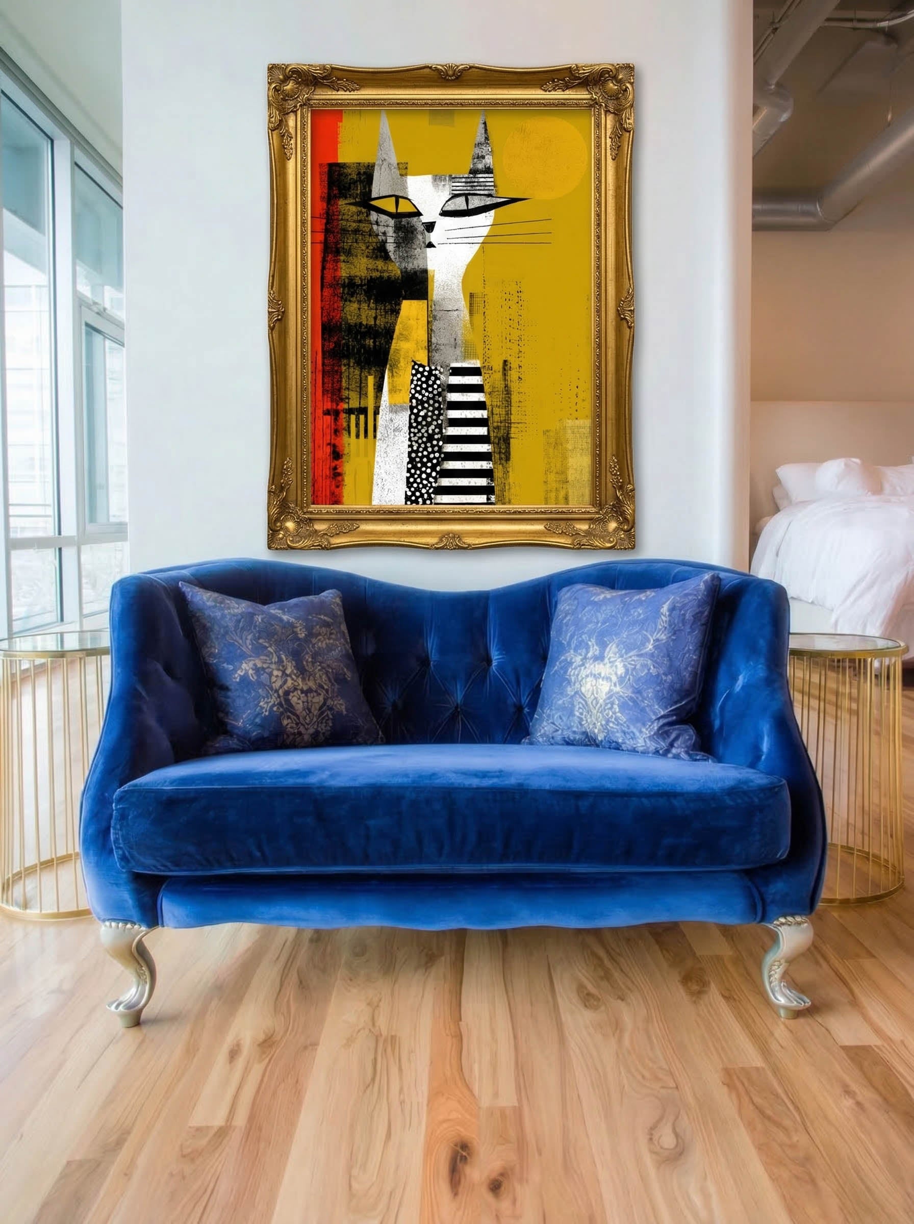 Mid Century Feline – Surreal Retro Cat Portrait Wall Art 383
