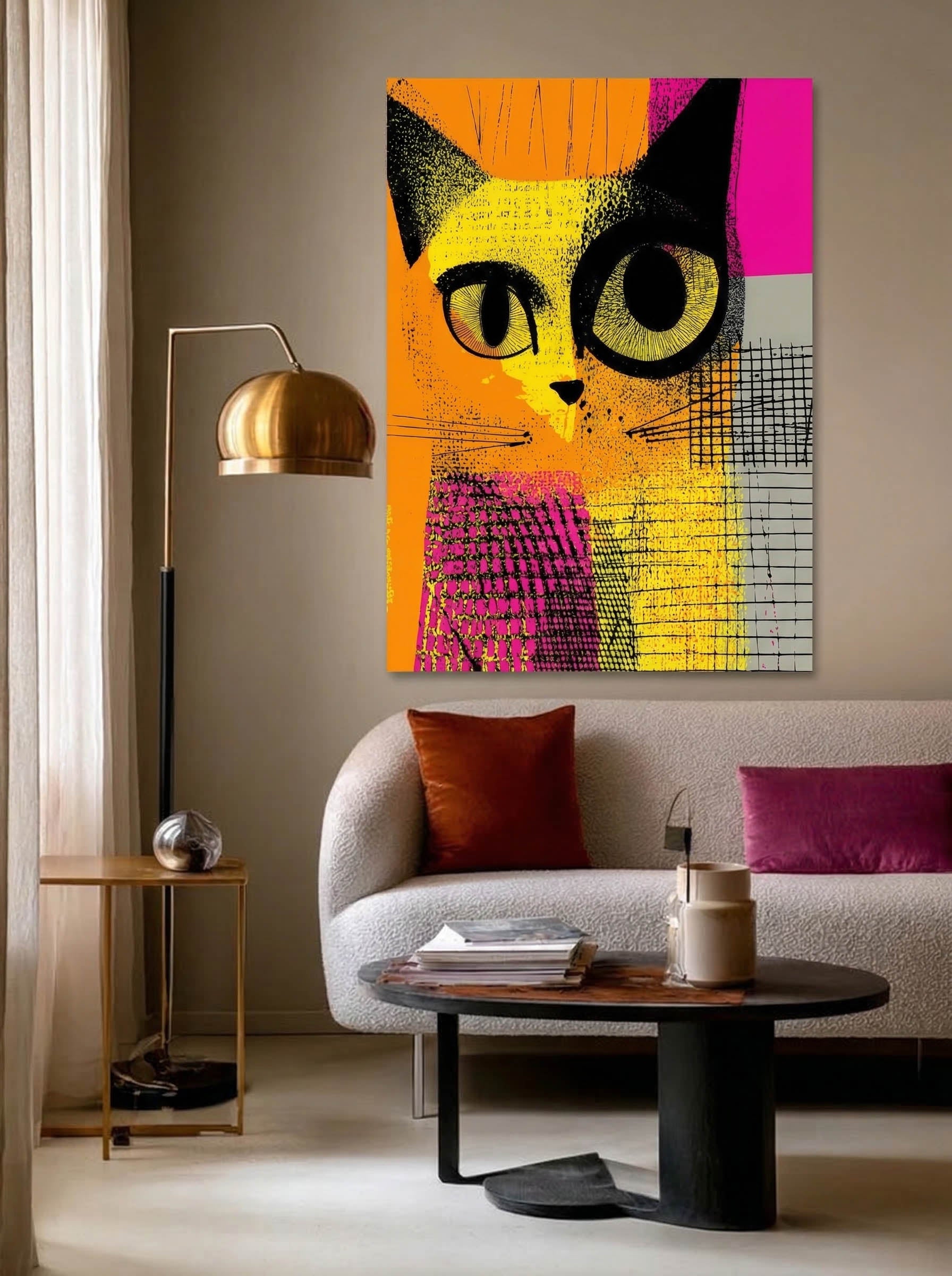 Retro Graphic Portrait – Surreal Vintage Bold Figure Wall Art 385