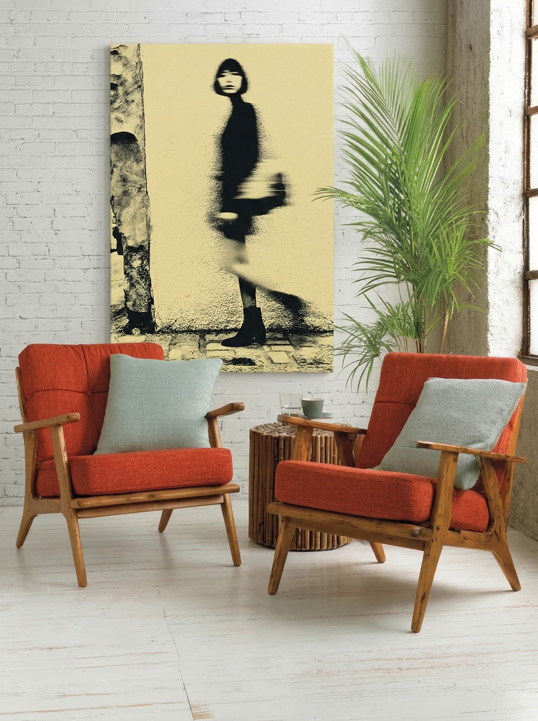 Walking Silhouette – Surreal Noir Urban Motion Wall Art 400