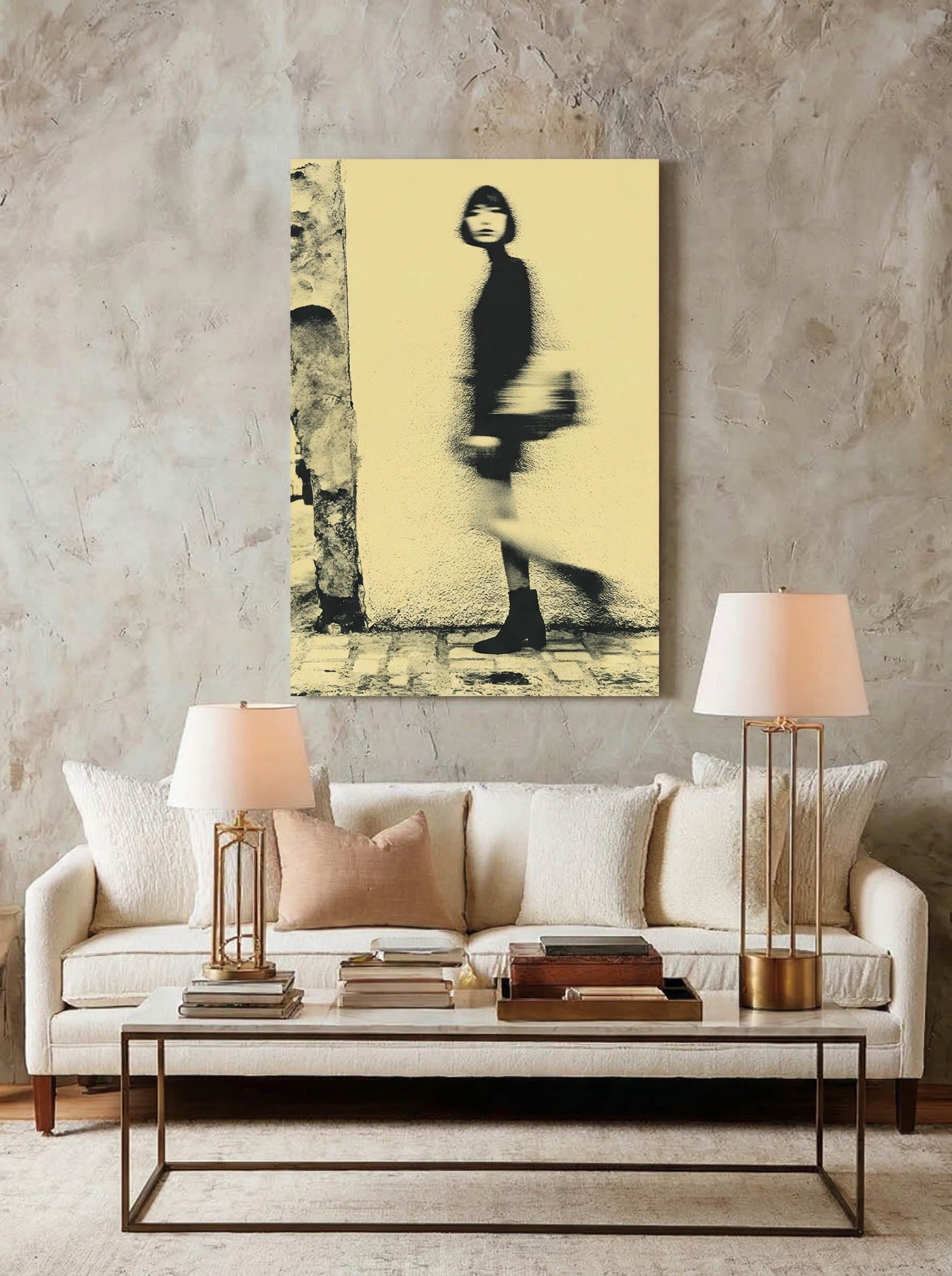 Walking Silhouette – Surreal Noir Urban Motion Wall Art 400