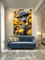 Monochrome Gaze – Surreal Black and White Portrait Wall Art 406