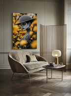 Monochrome Gaze – Surreal Black and White Portrait Wall Art 406