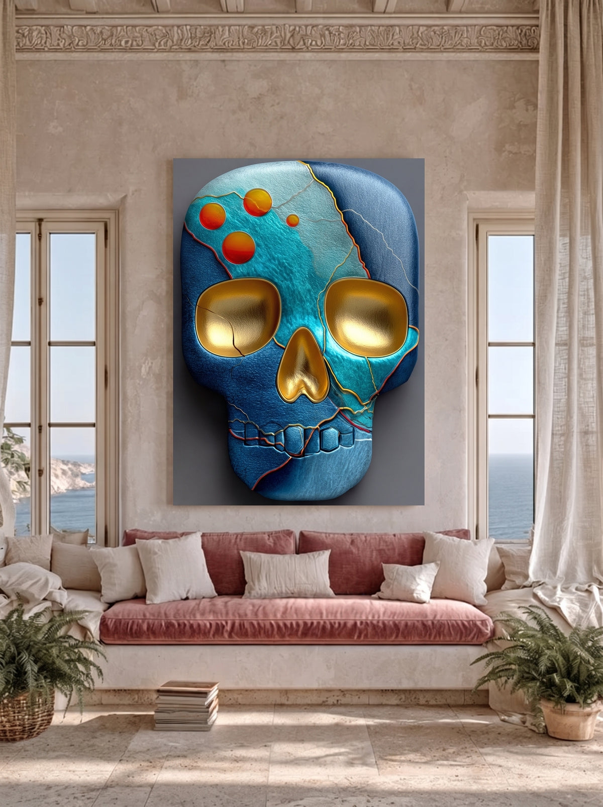 Kintsugi Art Skull 407