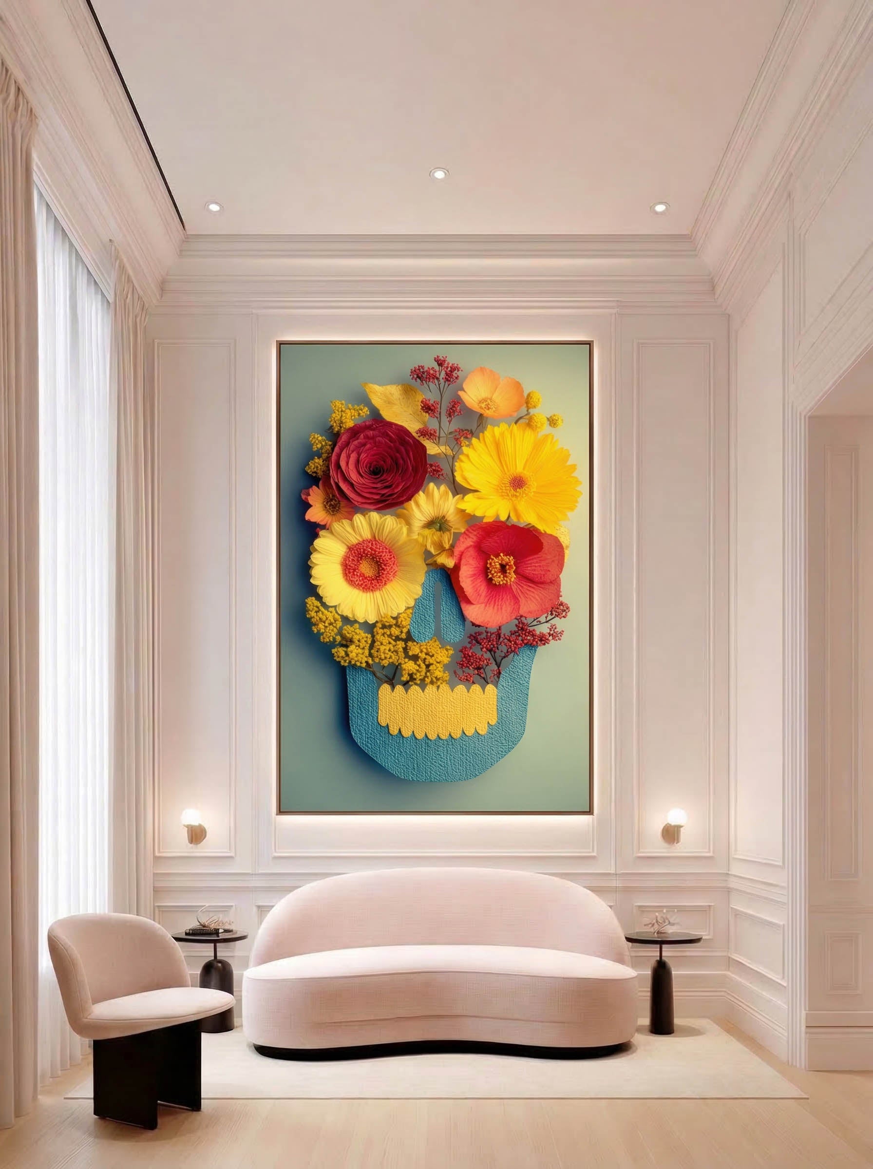 Flower Skull – Surreal Floral Skull Wall Art 408