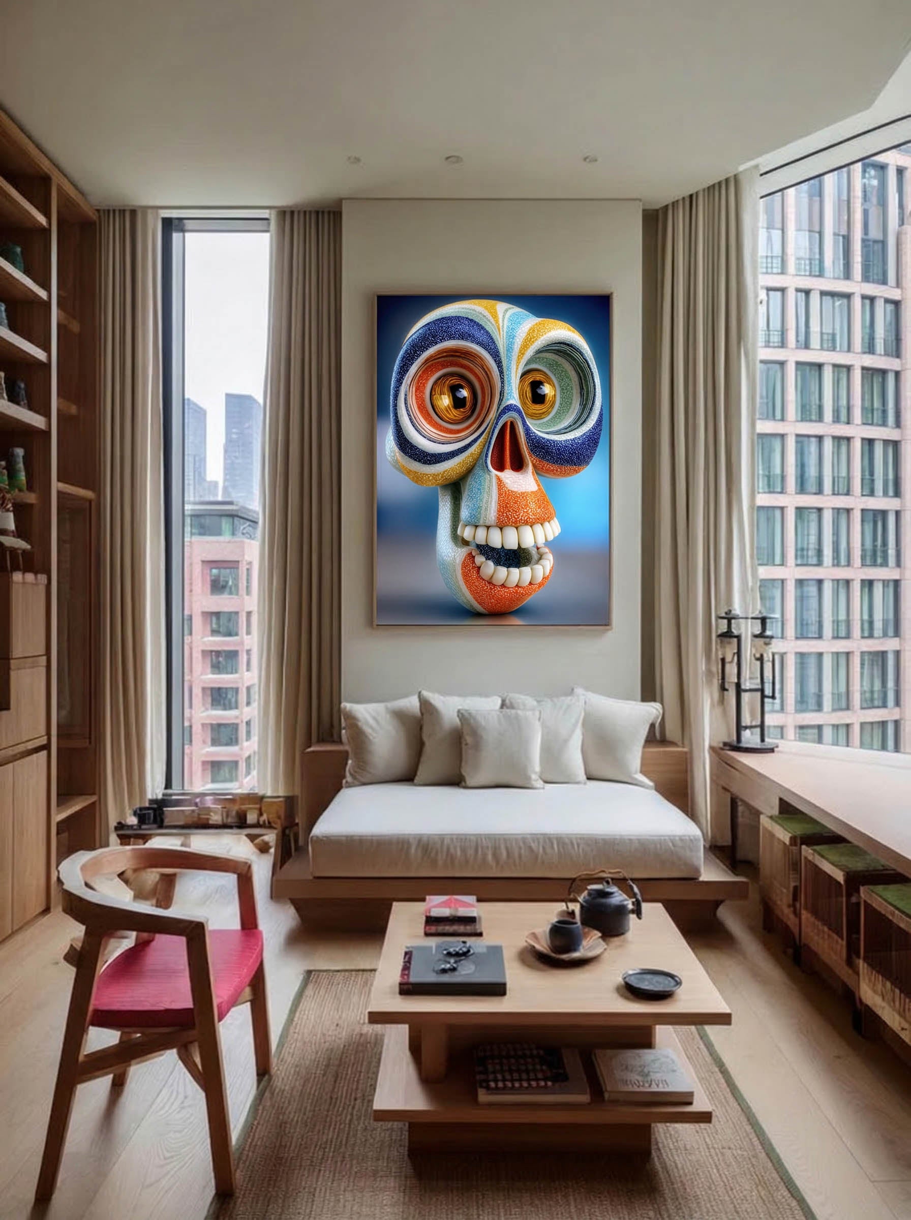Spiral Skull – Surreal Ceramic Whimsical Wall Art 409