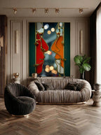 Red and Orange Profiles – Surreal Art Nouveau Sculptural Wall Art 410