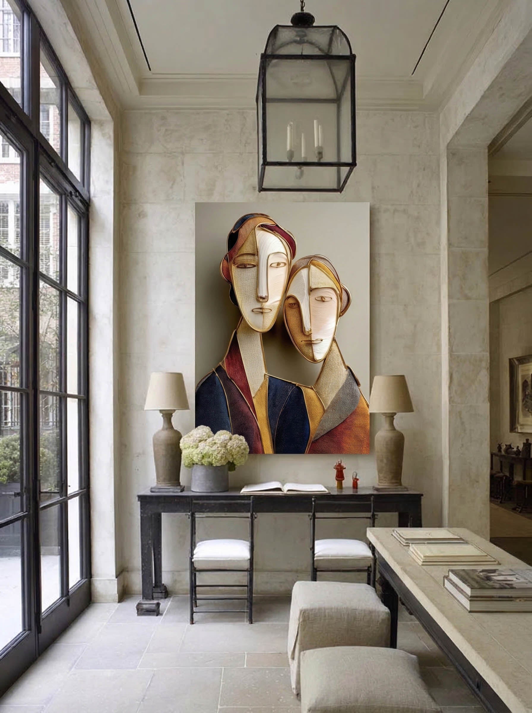 Two Together – Surreal Cloisonne Couple Wall Art 411