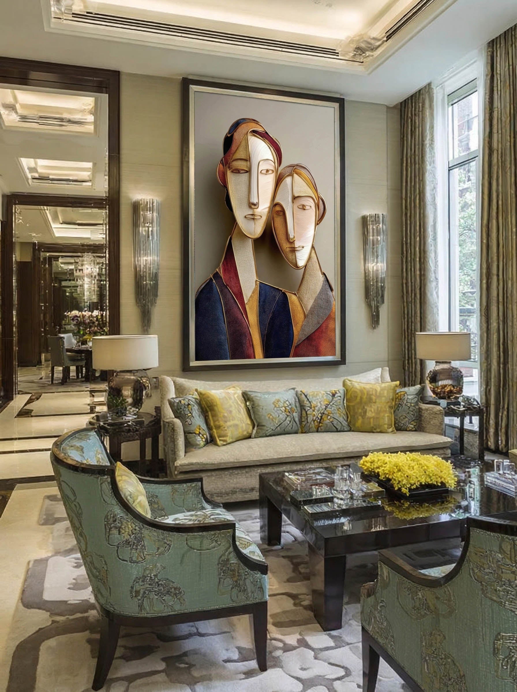 Two Together – Surreal Cloisonne Couple Wall Art 411