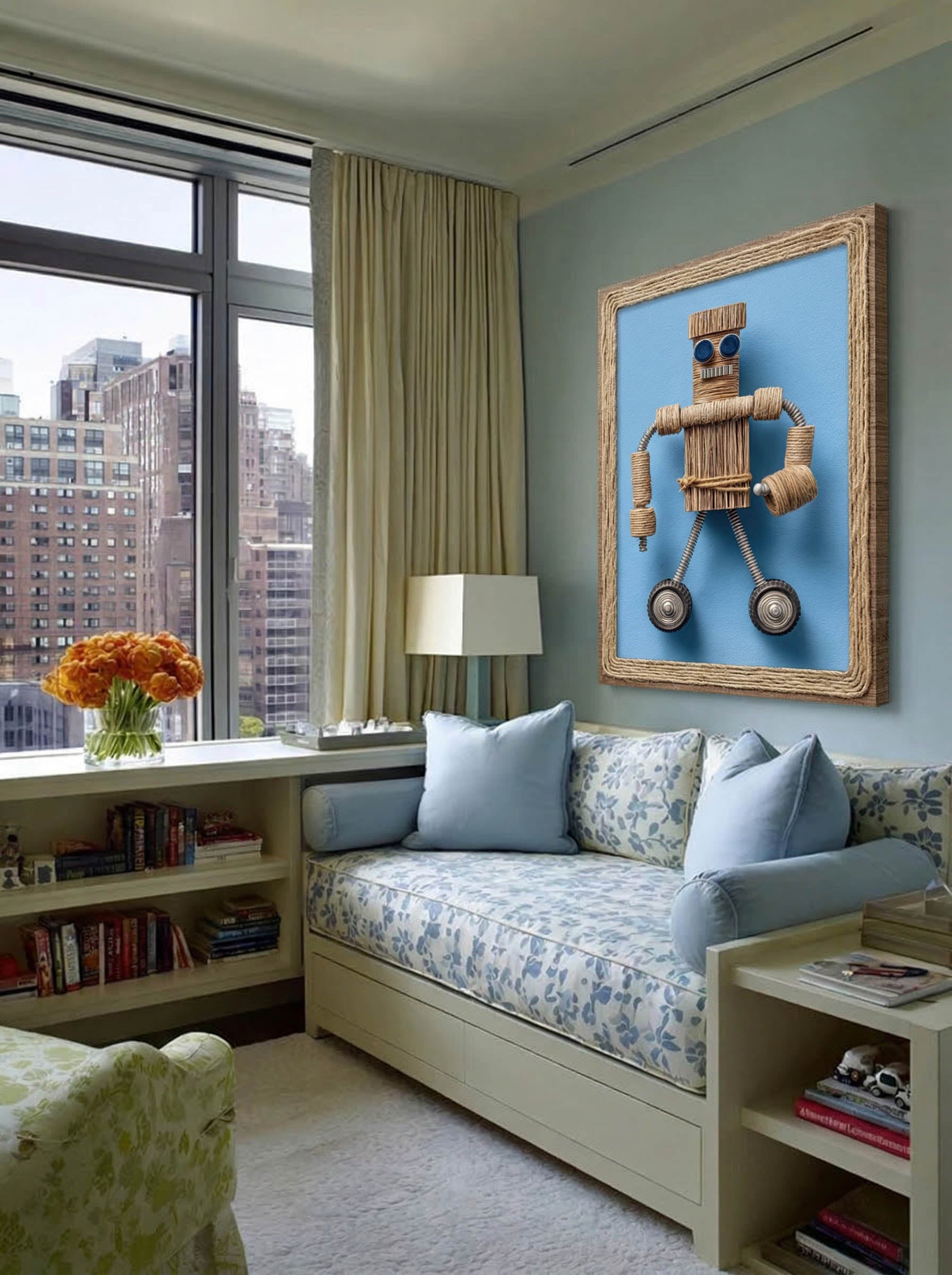 Jute Robot – Surreal Folk Art Craft Wall Art 417 Secondary image