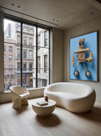 Jute Robot – Surreal Folk Art Craft Wall Art 417