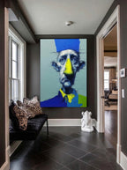 Blue Hat Man – Surreal Expressive Cross-Hatch Wall Art 425